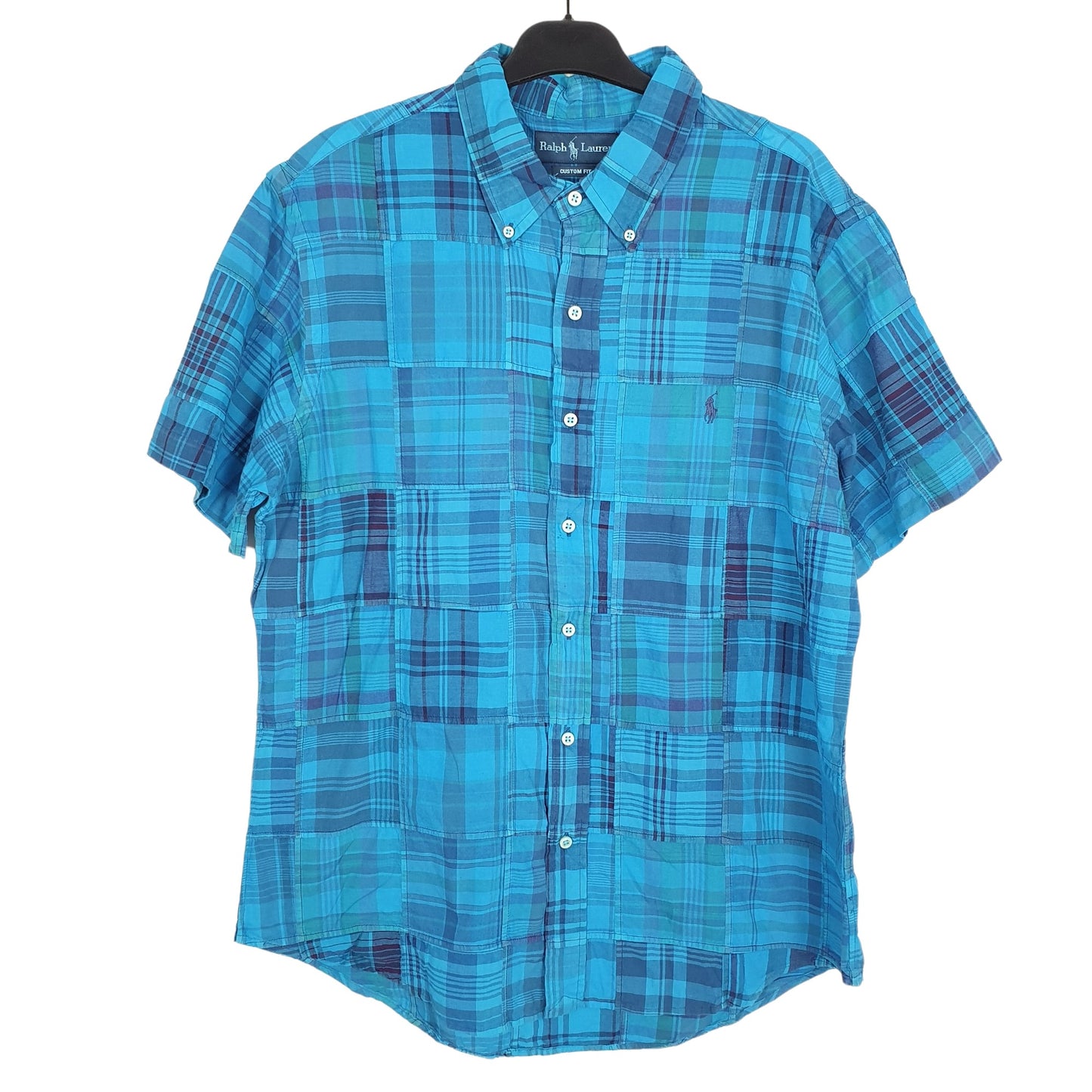 Ralph Lauren Short Sleeve Custom Fit Check Shirt Blue