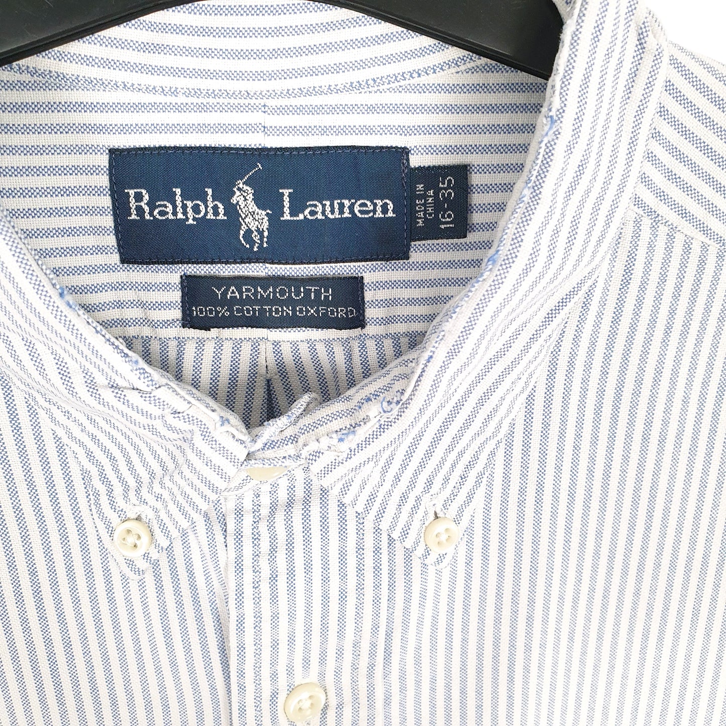Ralph Lauren Short Sleeve Yarmouth Fit Pinstripe Shirt Blue