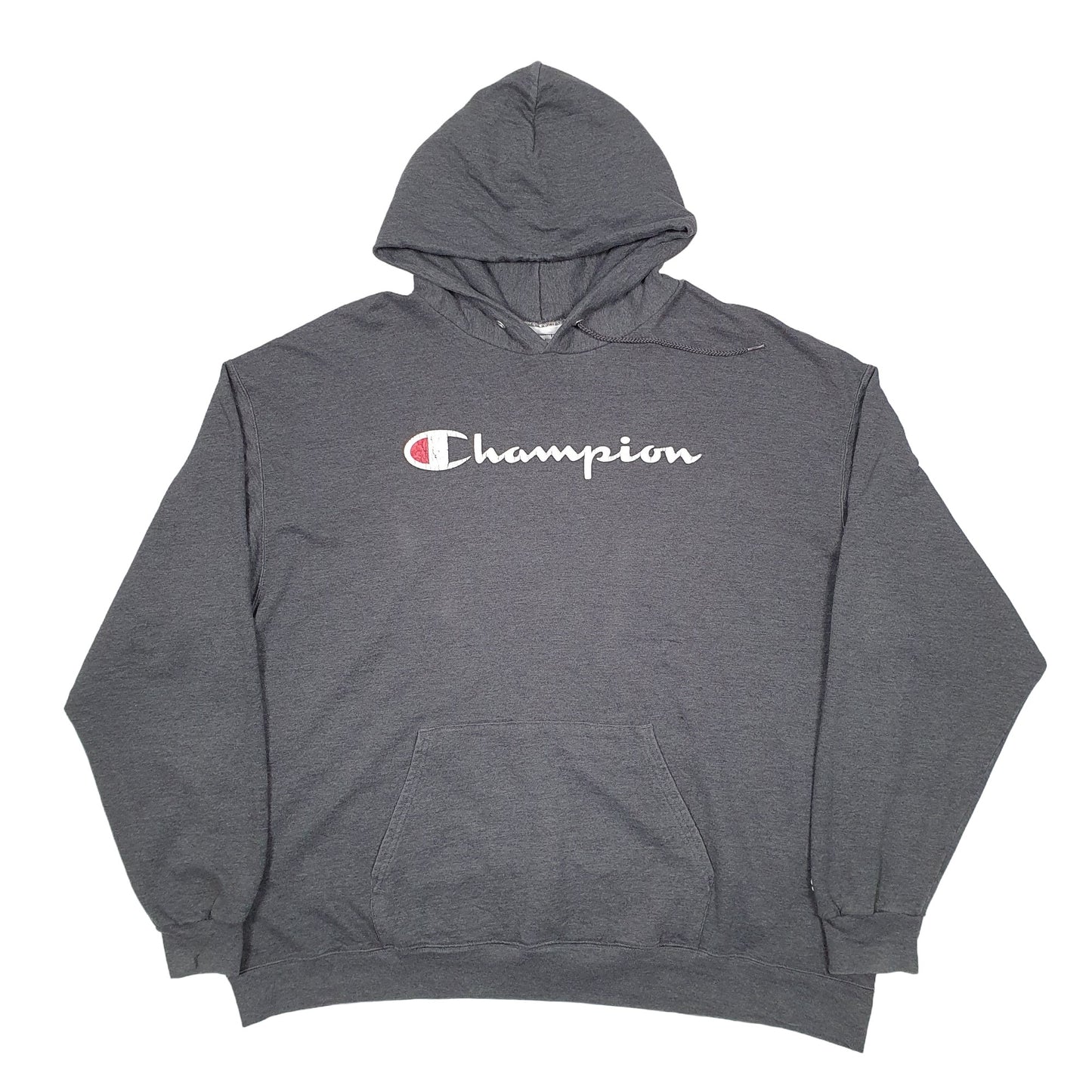 Mens Grey Champion Spellout Hoodie Jumper
