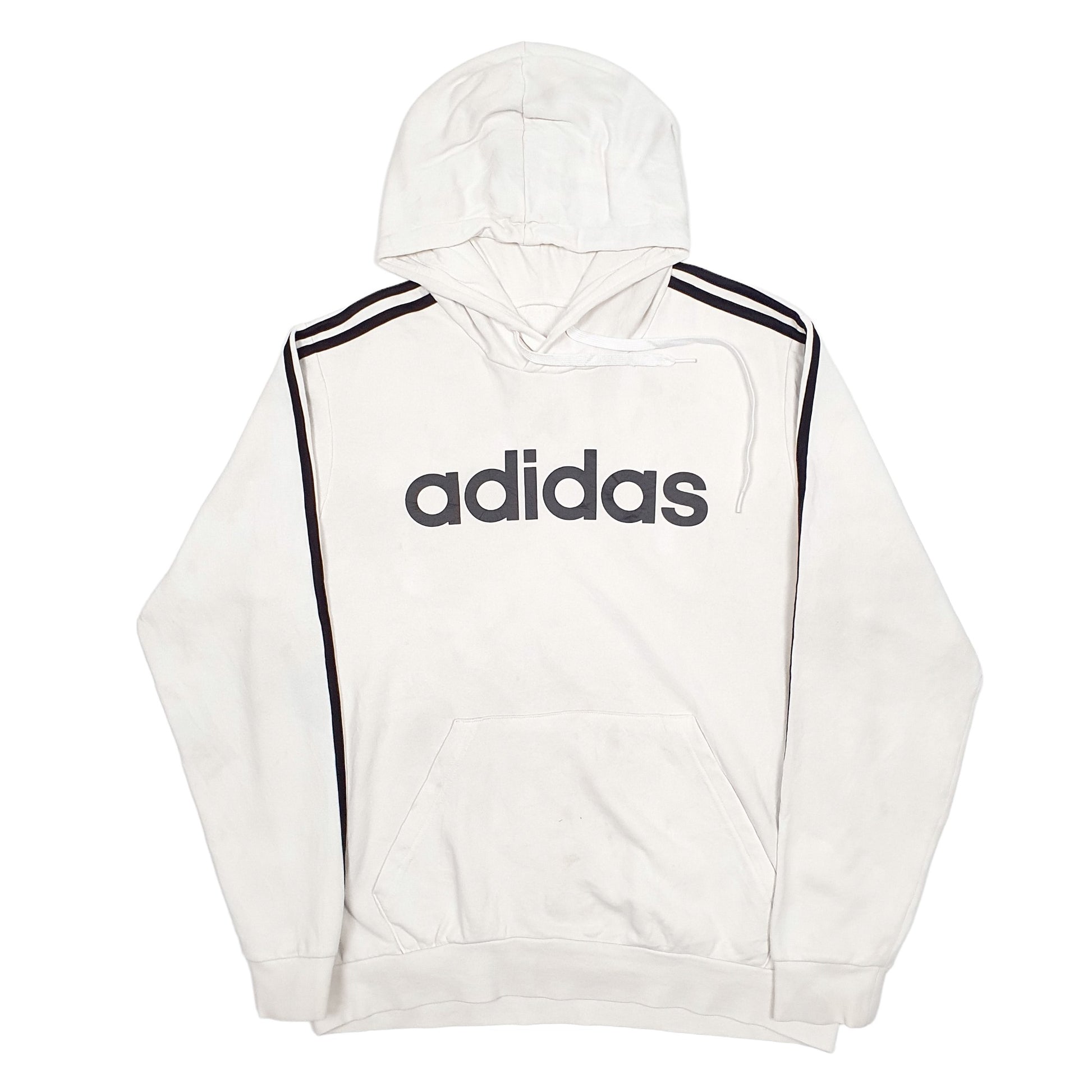 Mens Cream Adidas Spellout Hoodie Jumper