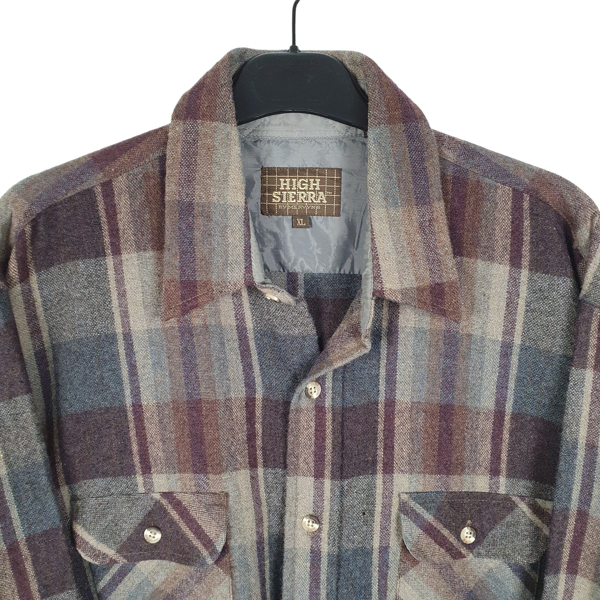 High Sierra Flannel Shacket Long Sleeve Regular Fit Check Wool Shirt Brown