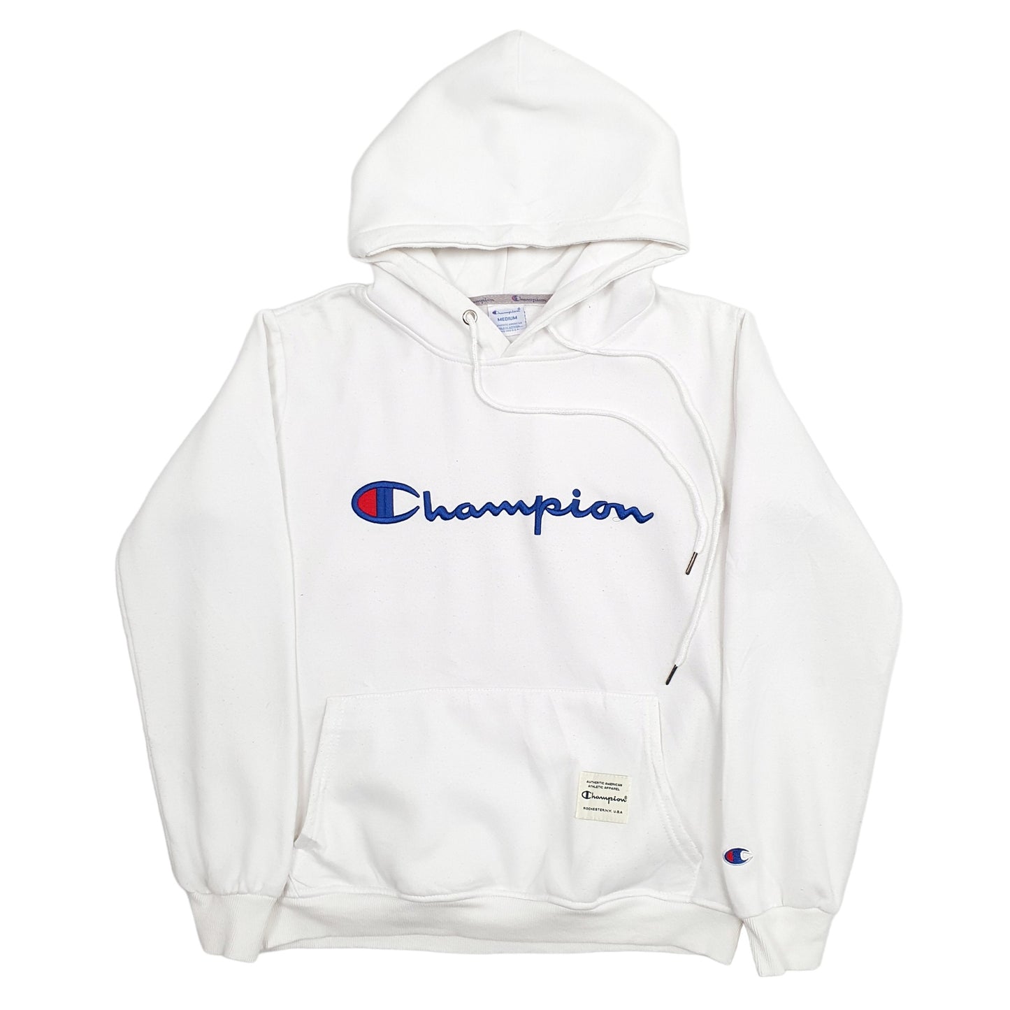 Womens White Champion Spellout Hoodie Jumper