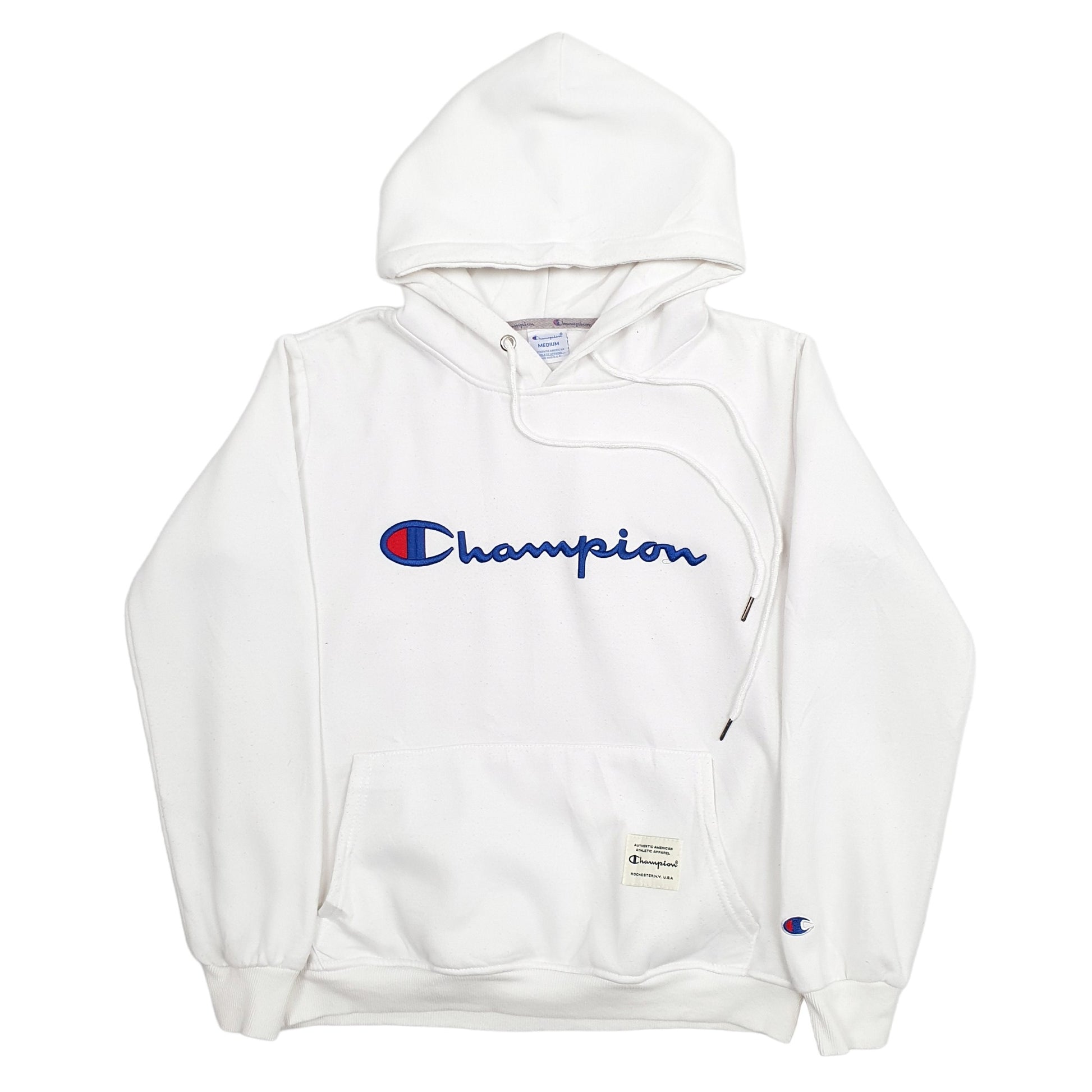 Womens White Champion Spellout Hoodie Jumper