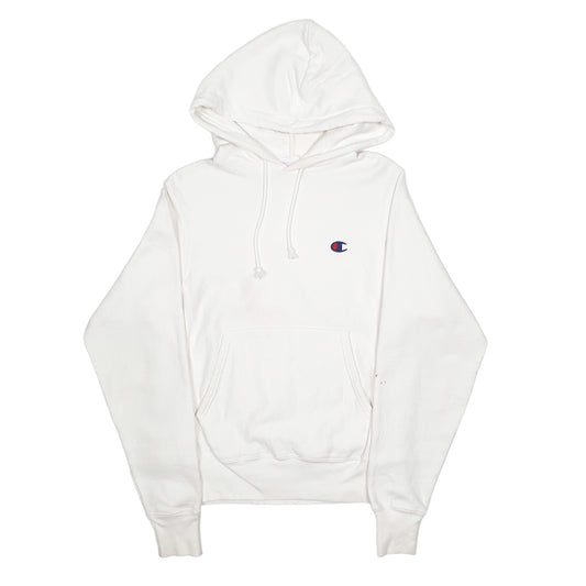 Mens White Champion Reverse Weave Hoodie Jumper