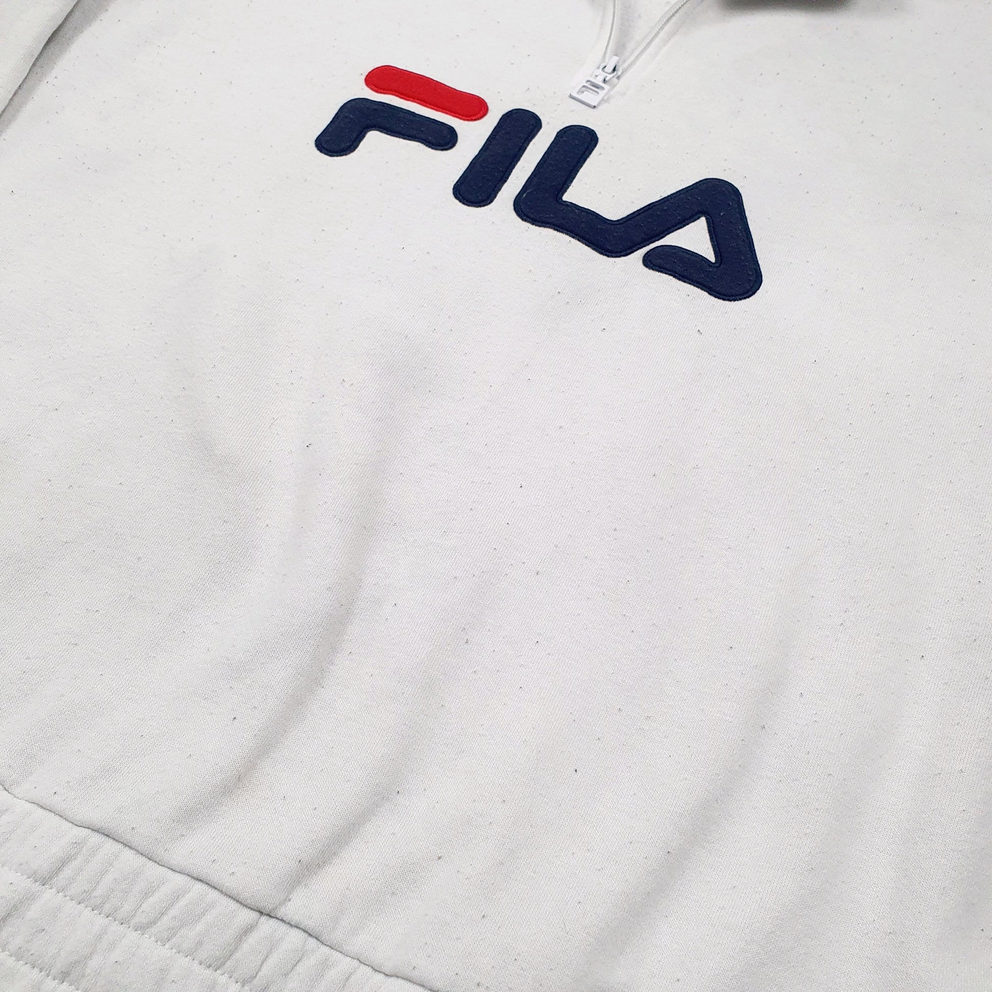 Fila Spellout Quarter Zip XL White