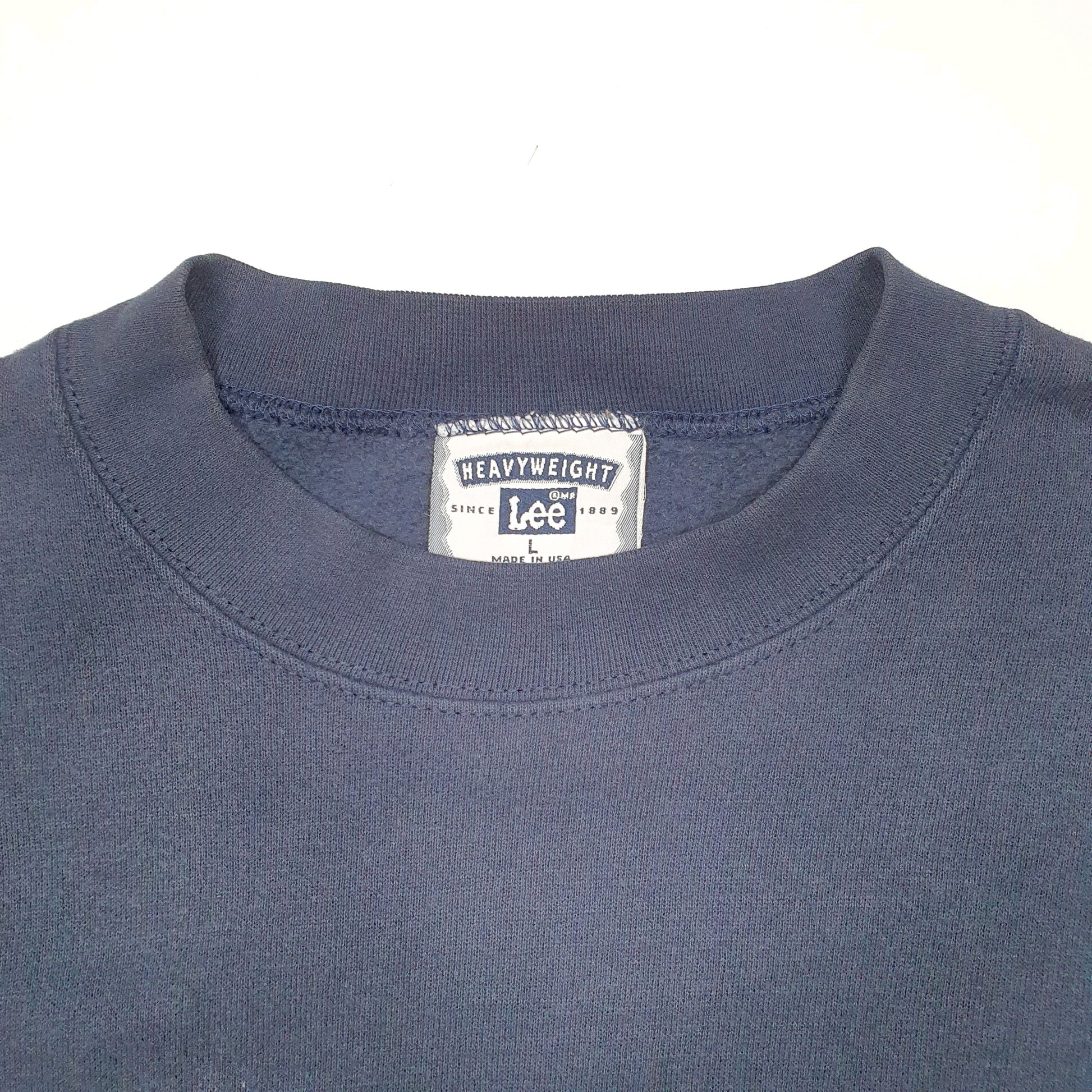 Mens Navy Lee Heavyweight Made In USA Plumbing Crewneck Jumper