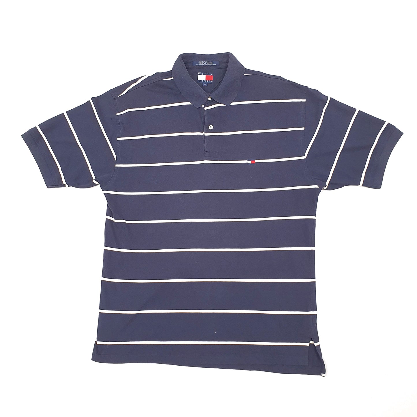 Mens Navy Tommy Hilfiger Striped Short Sleeve Polo Shirt