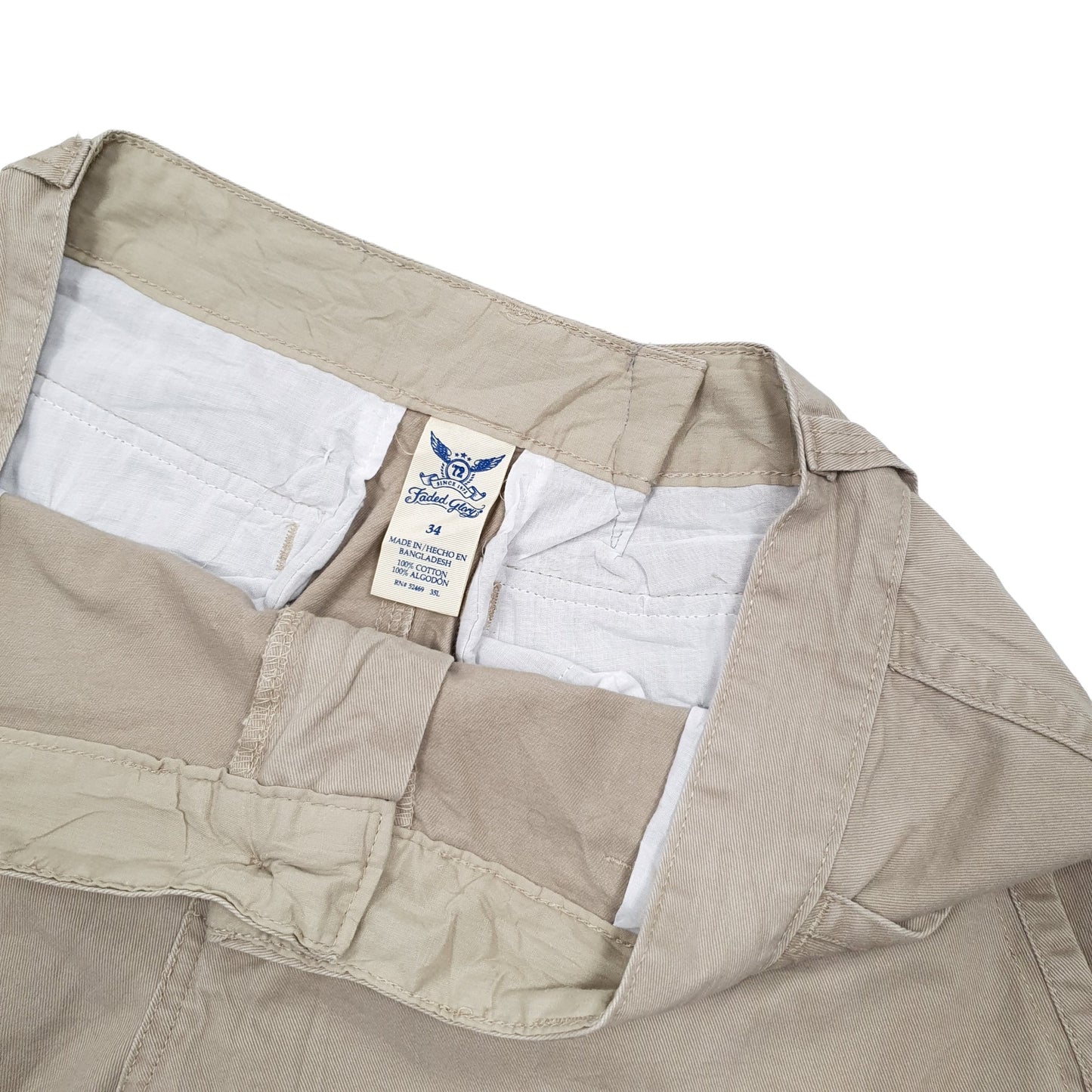 Faded Glory Combat Beige Cargo Workwear Shorts W32