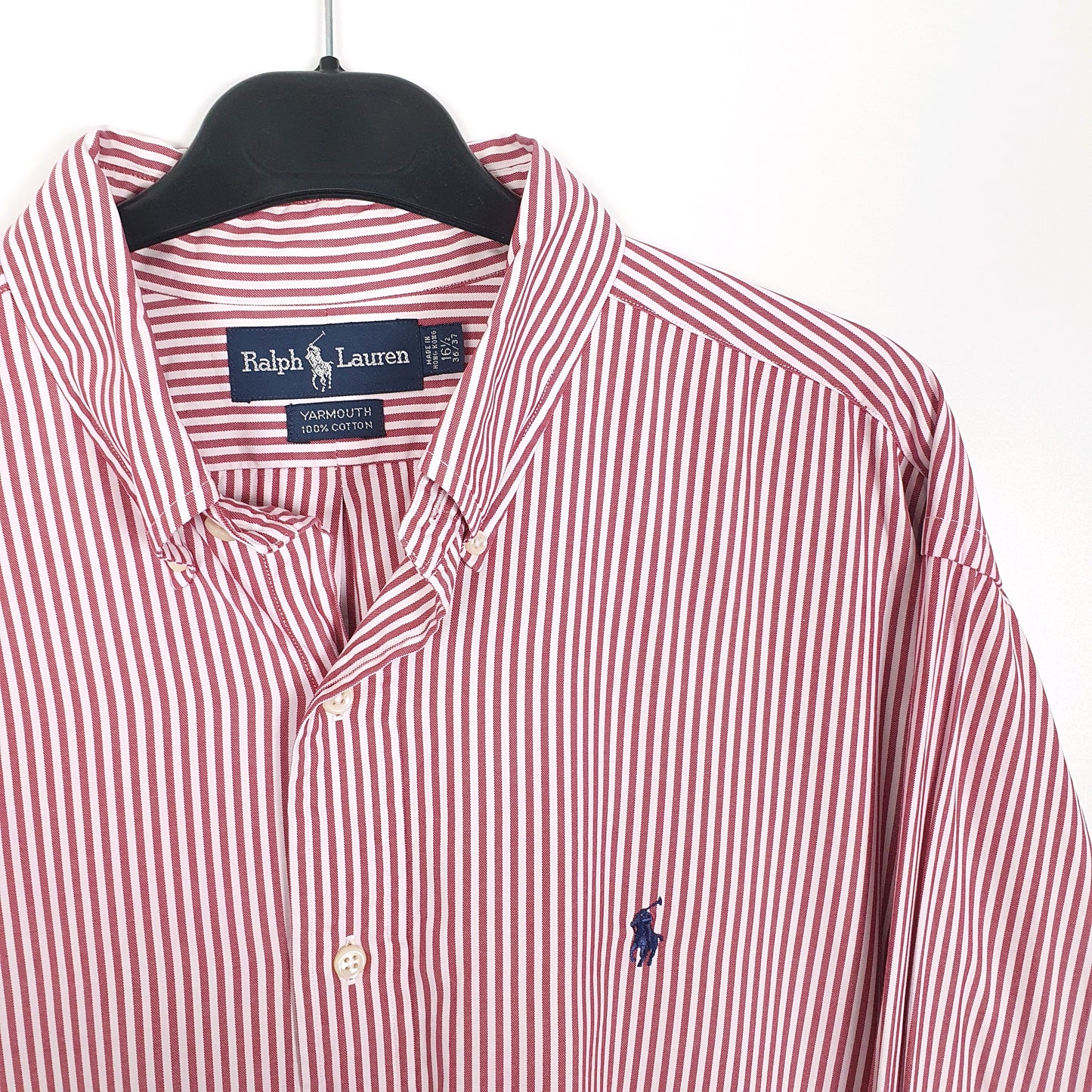 Ralph Lauren Long Sleeve Yarmouth Fit Striped Shirt Burgundy