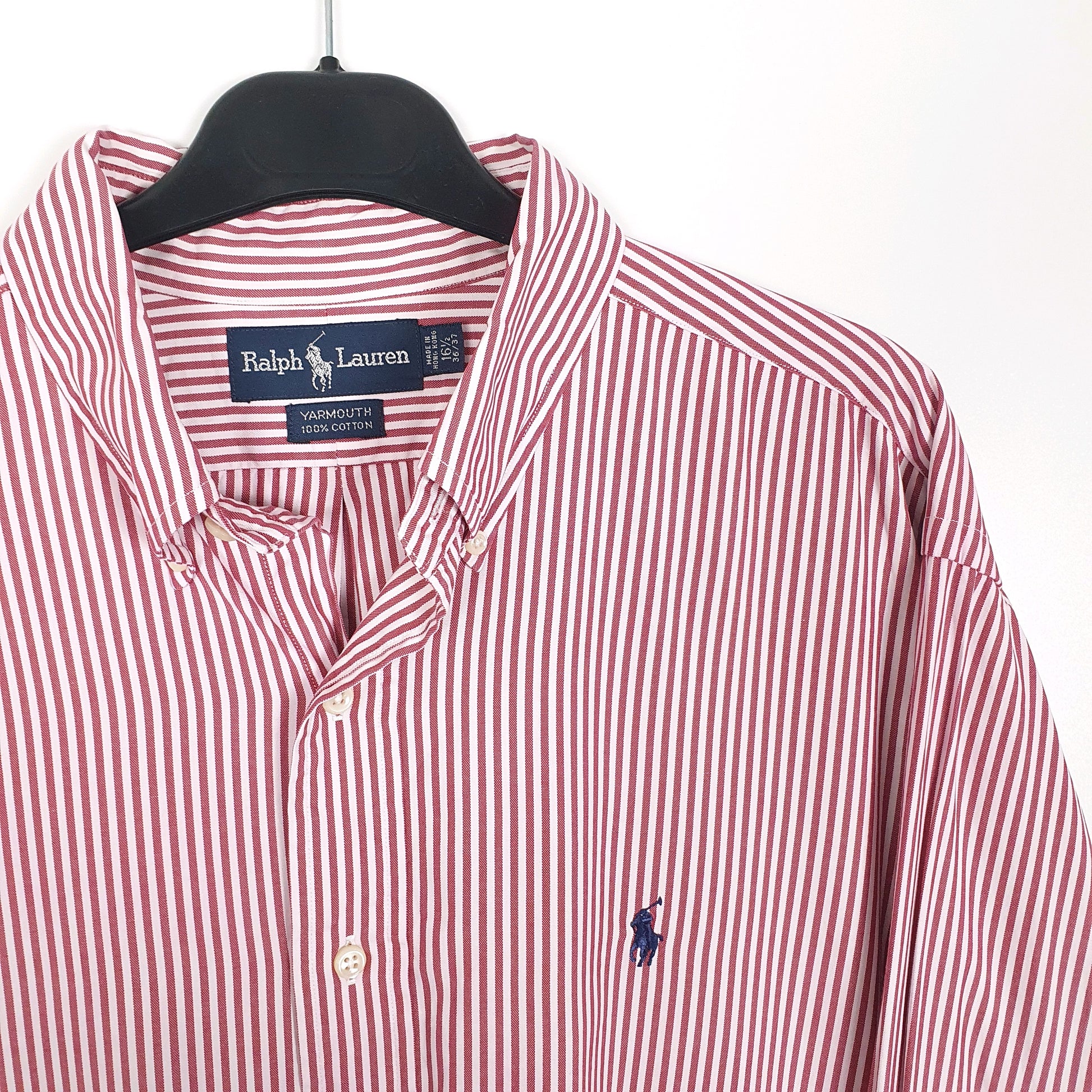 Ralph Lauren Long Sleeve Yarmouth Fit Striped Shirt Burgundy