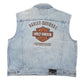 Mens Blue Harley Davidson Motorcycles Denim Biker Vest Cut Gilet Coat
