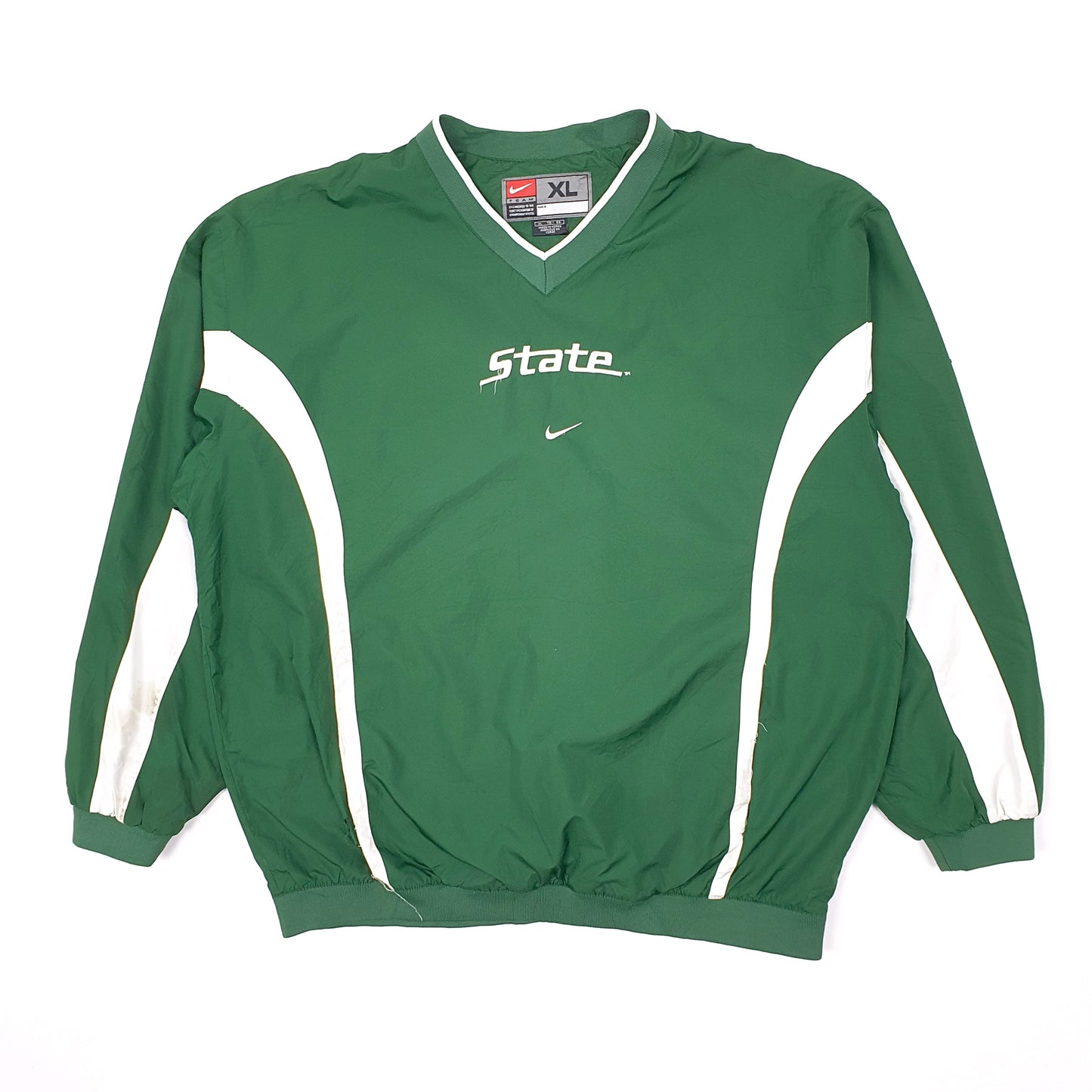 Mens Green Nike Vintage 2000s Y2K Spartans State USA College Sweatshirt  Coat