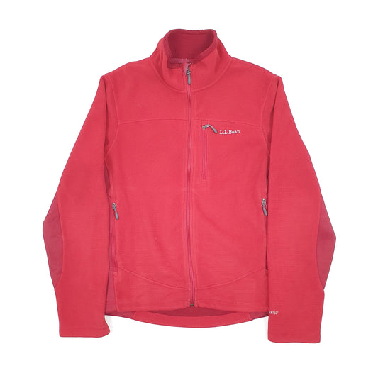 LL Bean Spellout Full Zip Fleece S Red