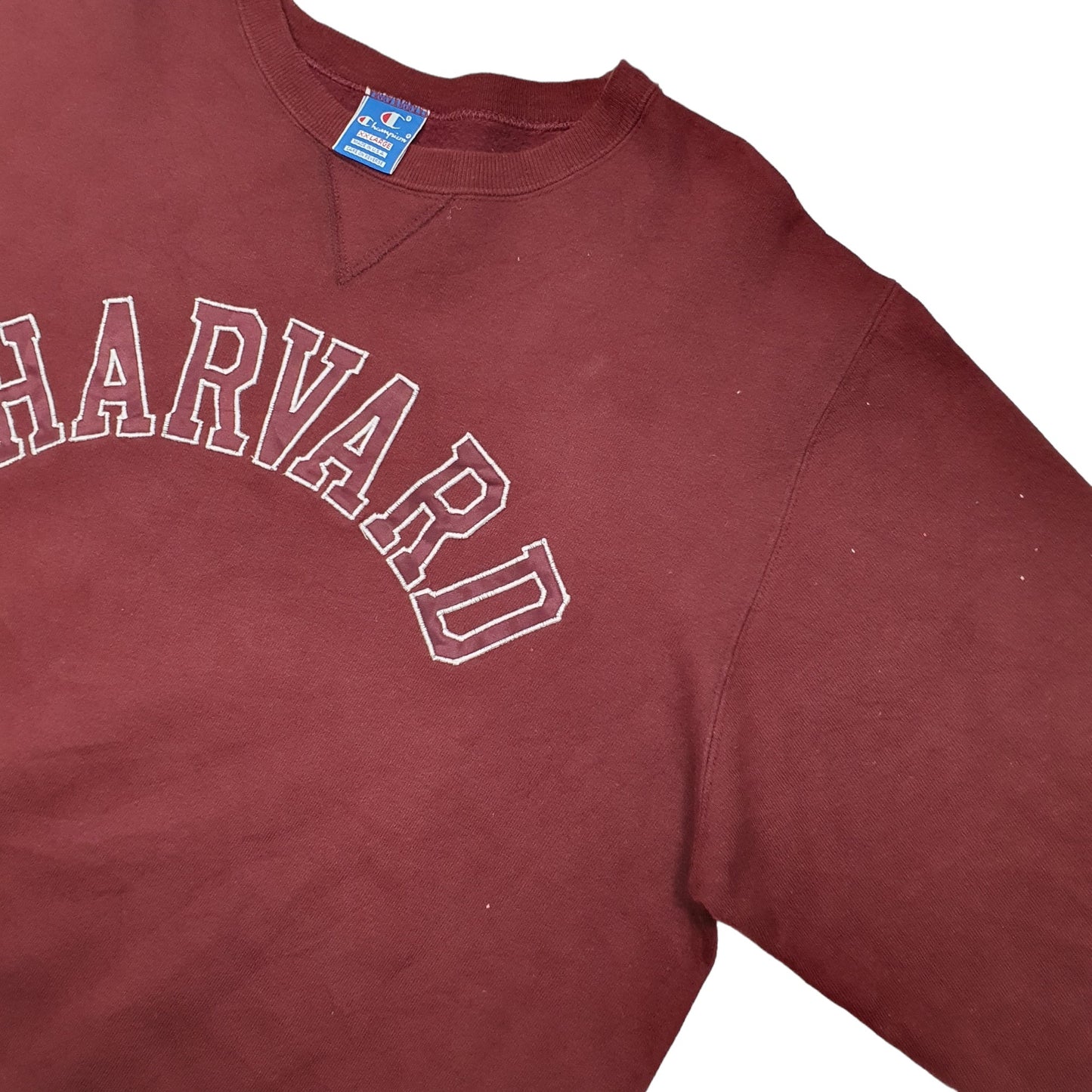 Mens Burgundy Champion 1980s USA College Harvard Vintage Crewneck Jumper