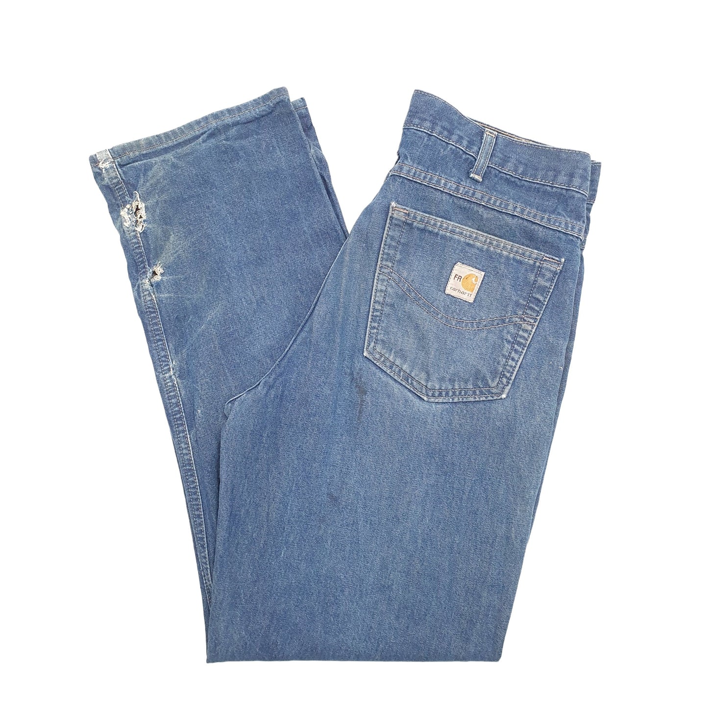 Mens Blue Carhartt Fire Resistant Carpenter JeansW32 L30