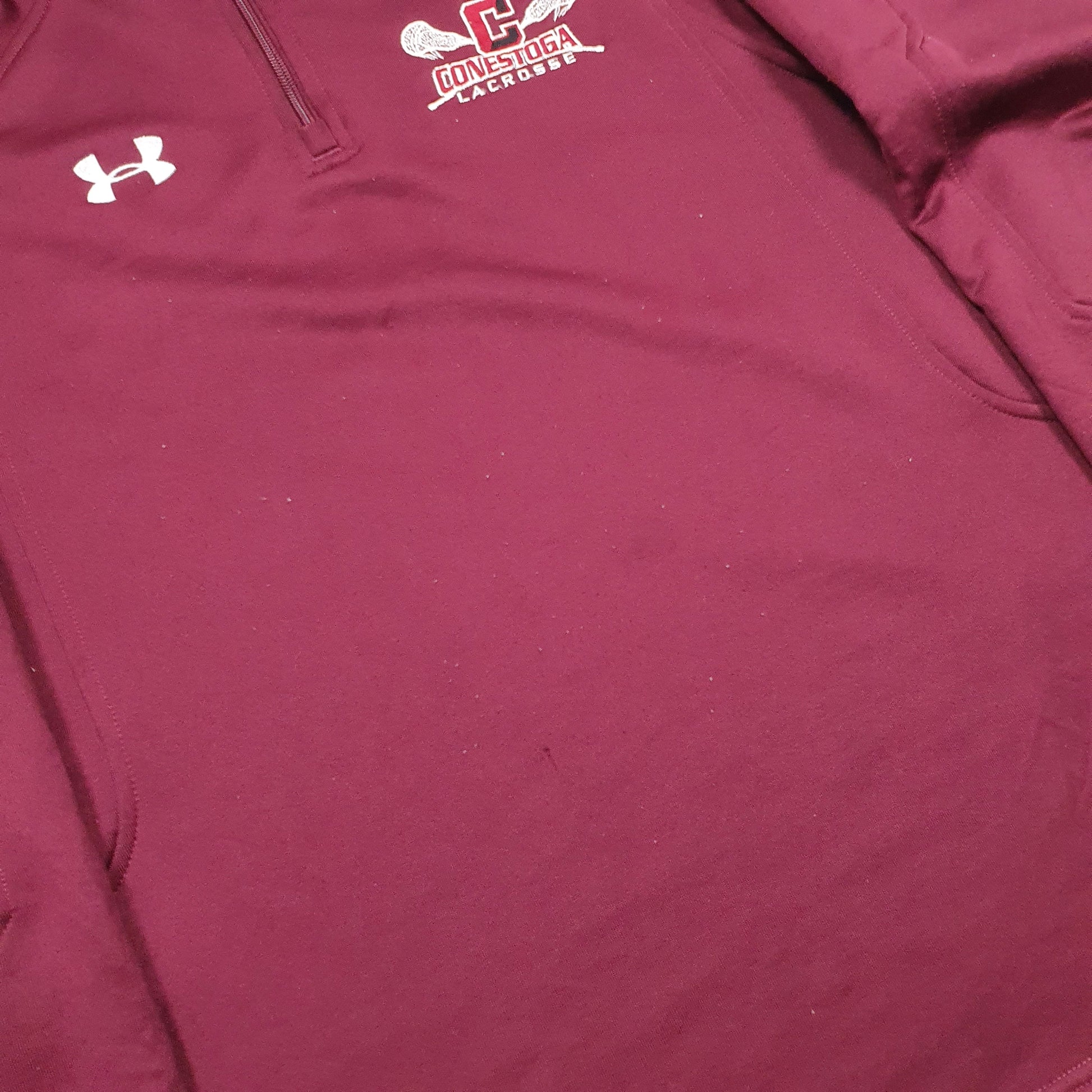 Mens Burgandy Under Armour Conestoga Lacrosse Quarter Zip Jumper