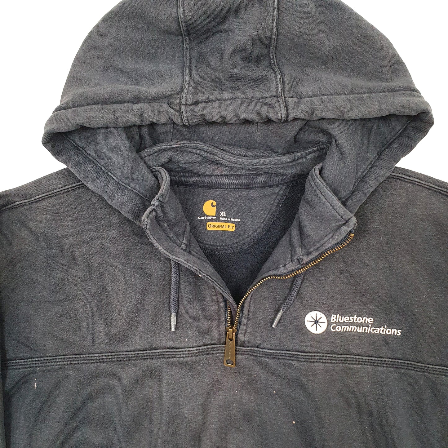 Mens Navy Carhartt Workwear Rain Defender Quarter Zip Hoodie Jumper