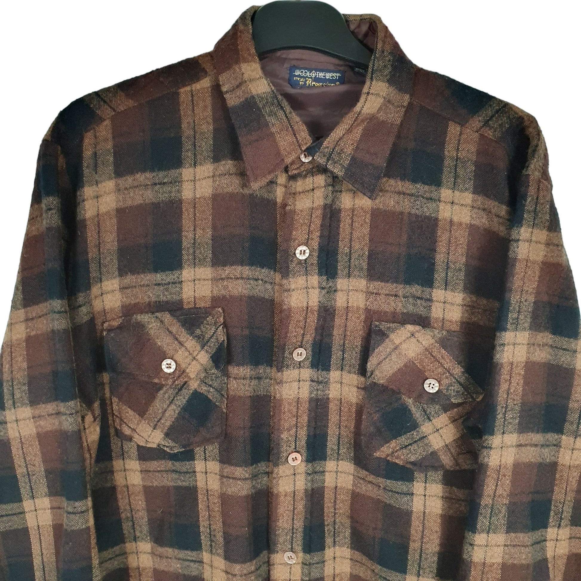 Woolo The West Long Sleeve Regular Fit Check Flannel Shirt Shacket Brown