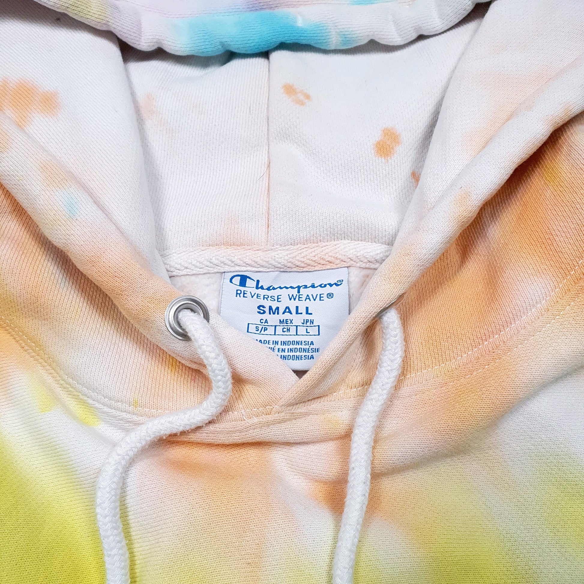 Womens White Champion Tie Dye Reverse Weave Cropped Hoodie Jumper