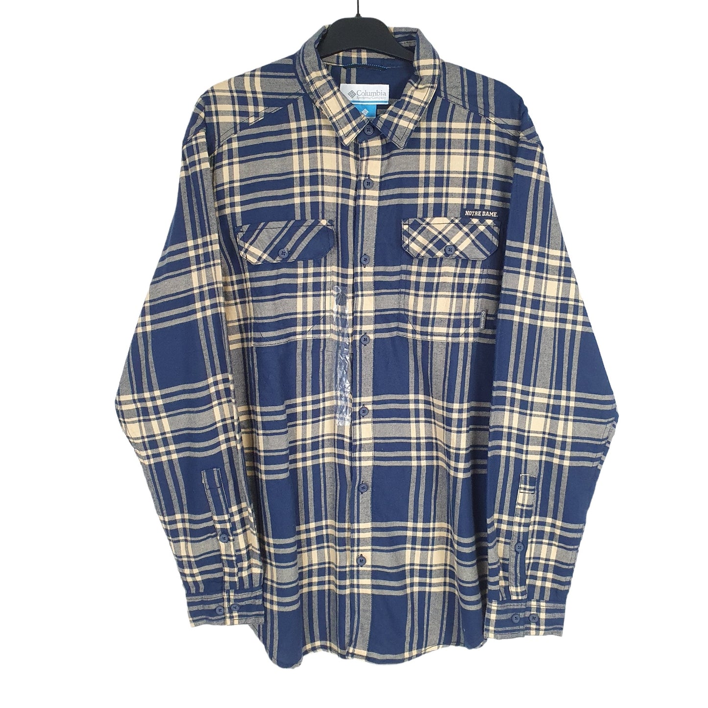 Columbia Long Sleeve Regular Fit Check Flannel Shirt Shacket Blue