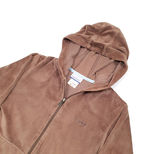 Reebok Hooded Zip up womens Full zip Fleece XS Brown