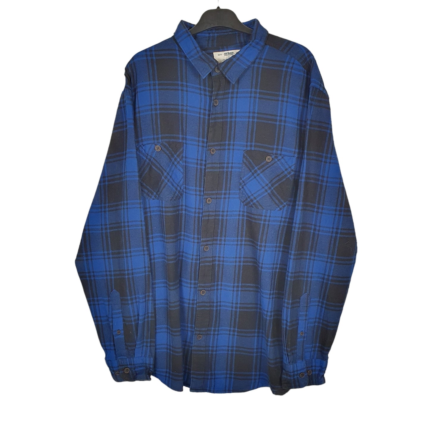 Urban Pipeline Flannel Shacket Long Sleeve Regular Fit Check Shirt Blue