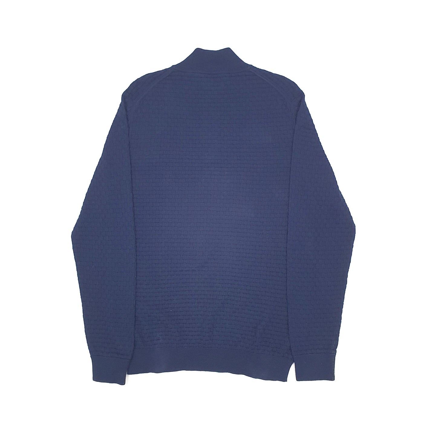GANT Waffle Knit Quarter Zip M Navy