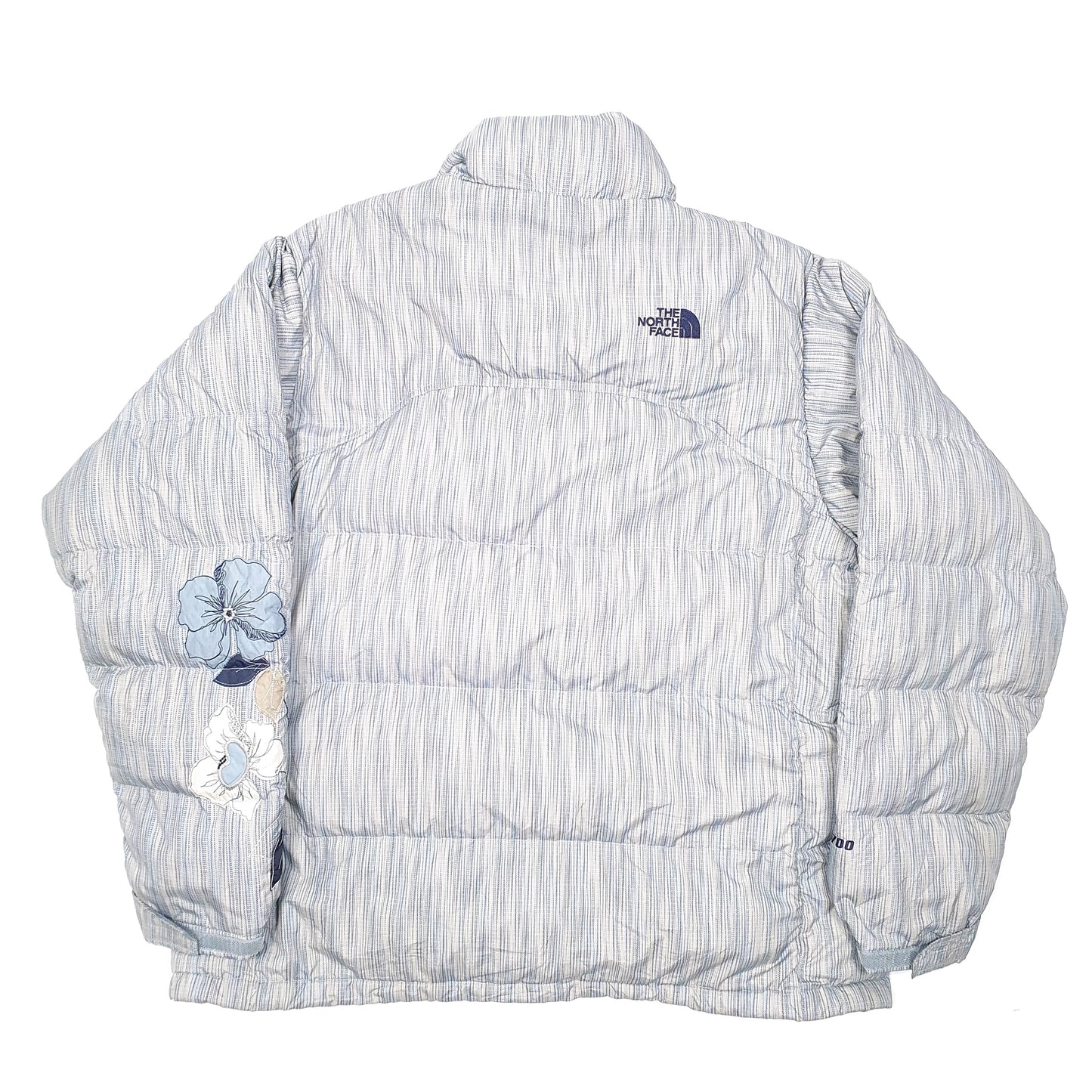 Womens Blue The North Face Goose Down Special Edition Floral 700 Puffer Jacket Coat