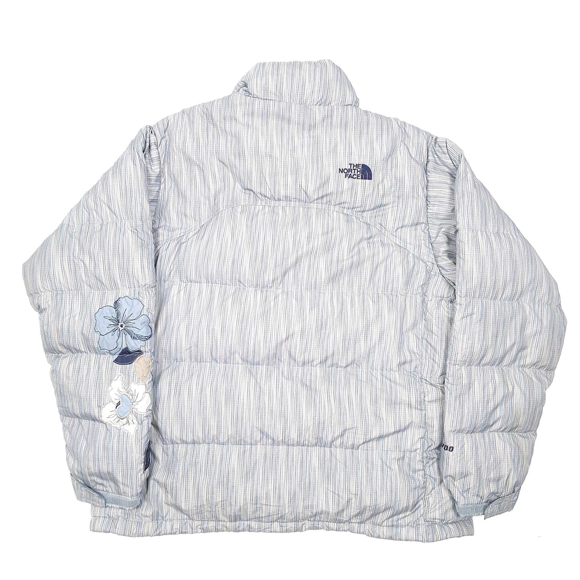 Womens Blue The North Face Goose Down Special Edition Floral 700 Puffer Jacket Coat