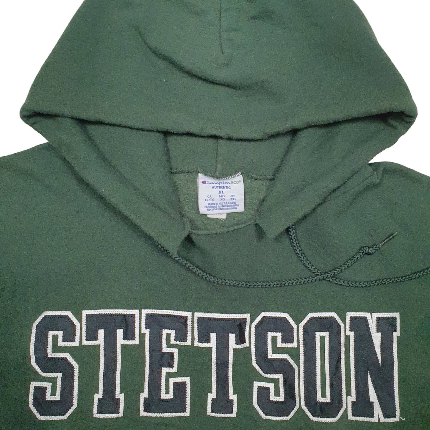 Mens Green Champion Stetson USA College Hoodie Jumper