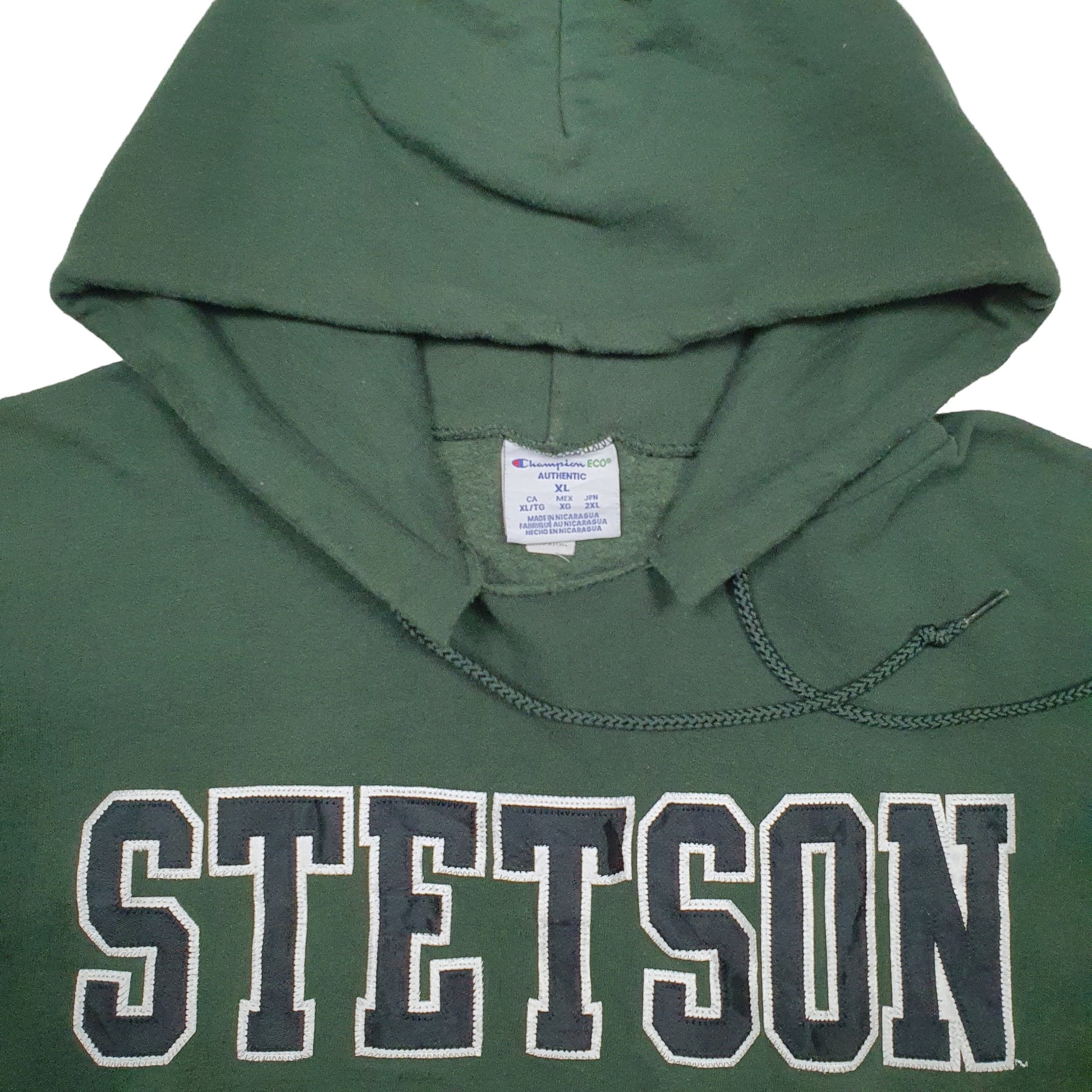 Mens Green Champion Stetson USA College Hoodie Jumper