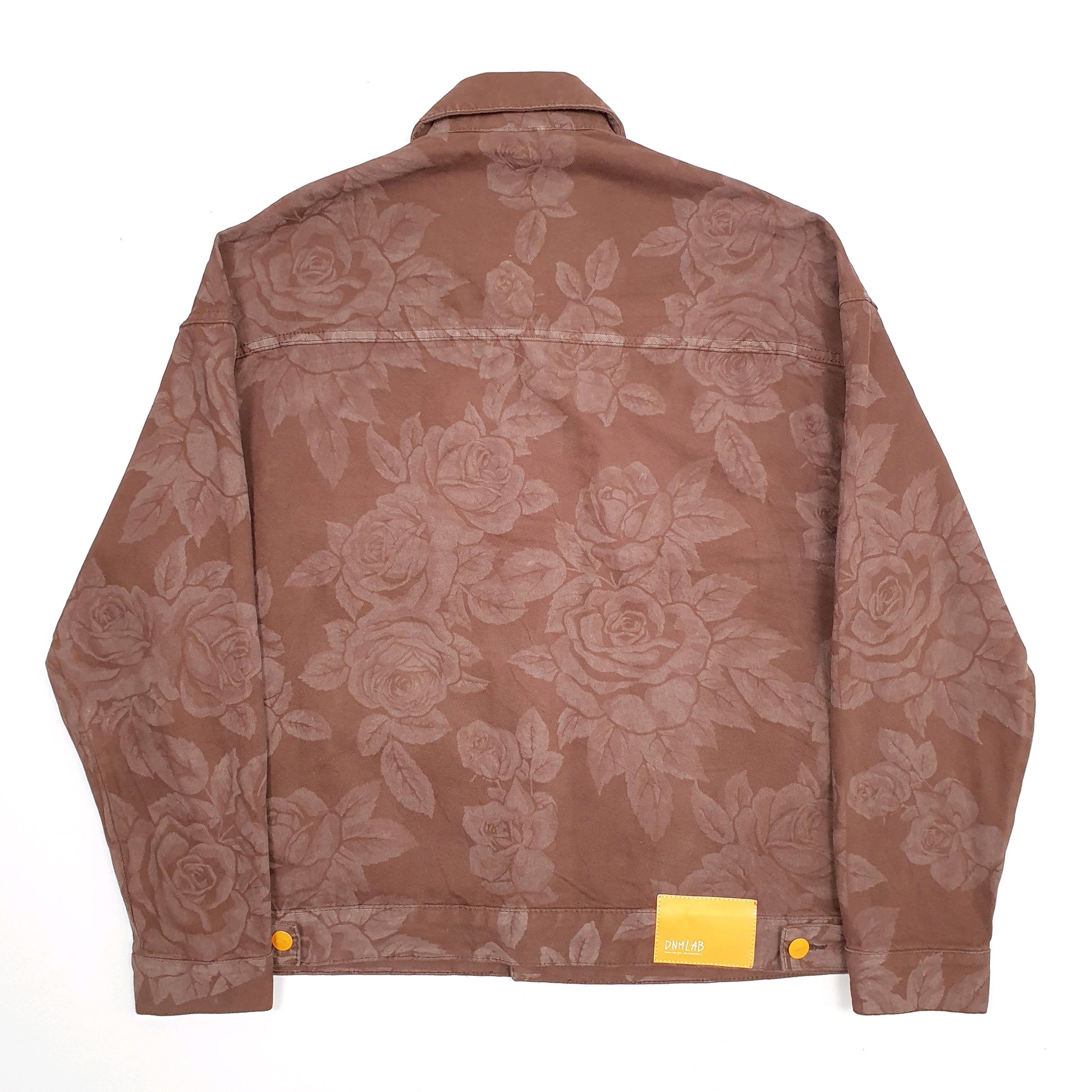Mens Brown DNM Lab Pattern Floral Denim Jacket Coat