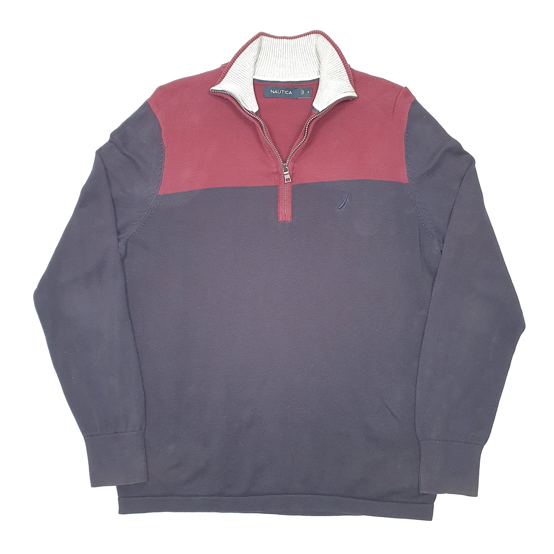 Mens Navy Nautica Knit Quarter Zip Jumper