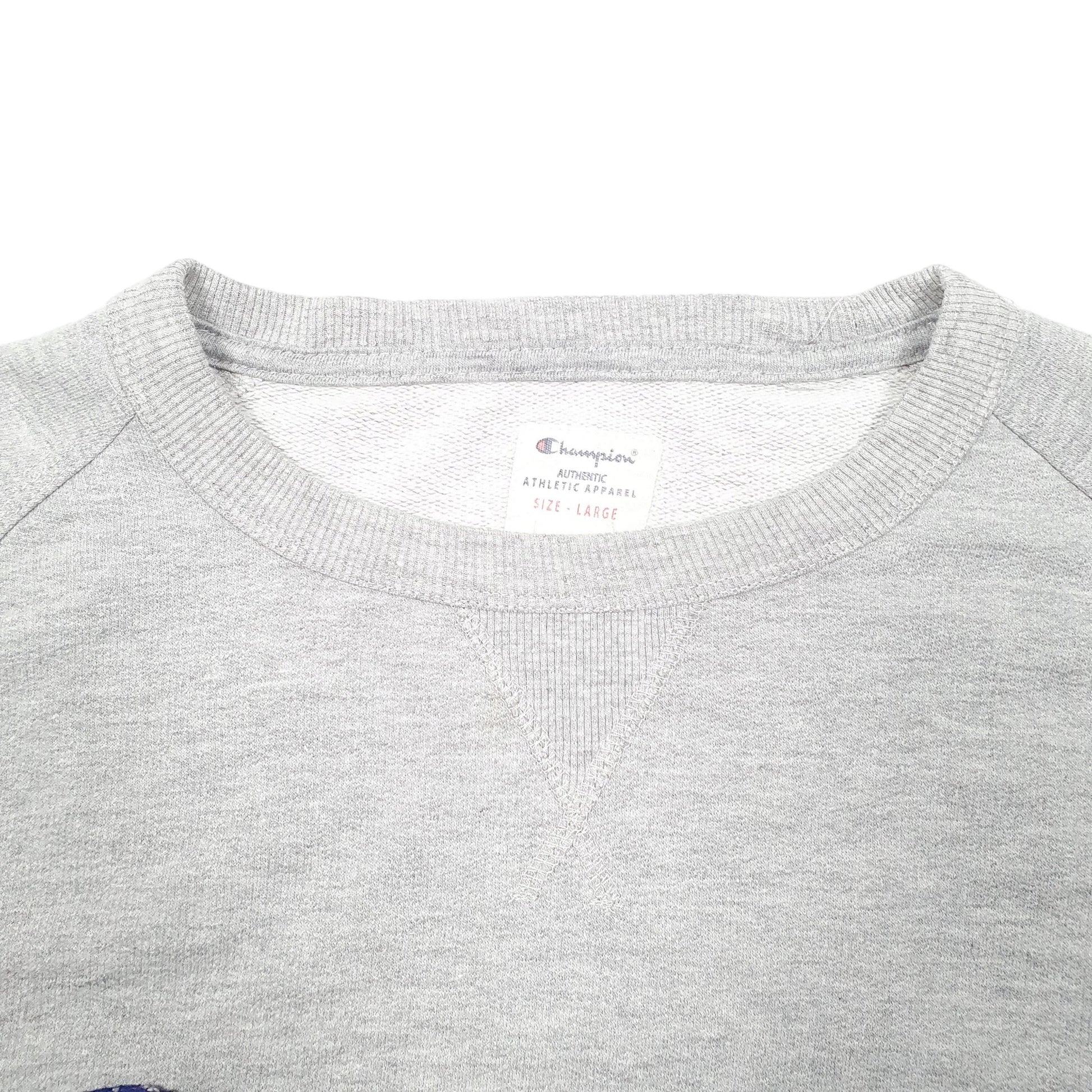 Mens Grey Champion Spellout Crewneck Jumper