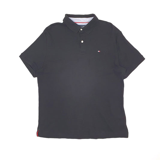 Mens Black Tommy Hilfiger Custom Fit Stretch Short Sleeve Polo Shirt