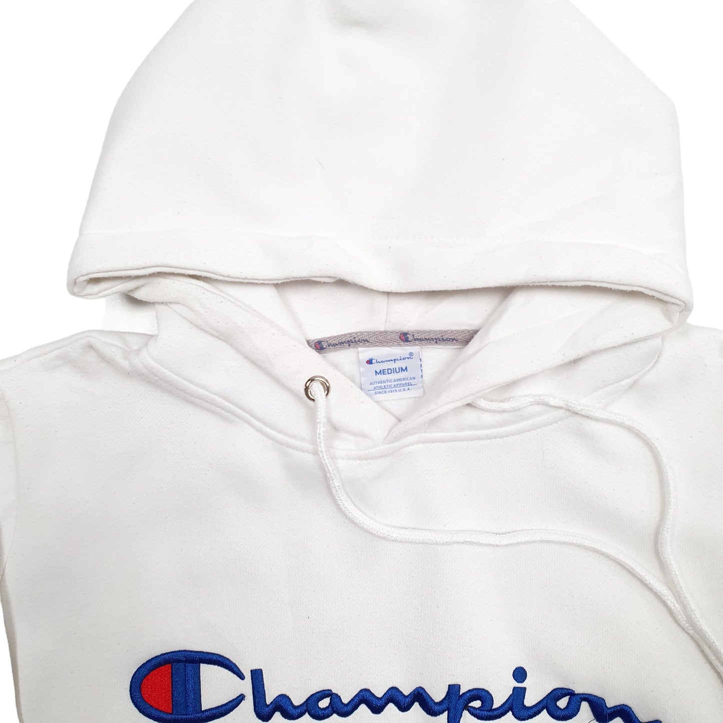 Womens White Champion Spellout Hoodie Jumper