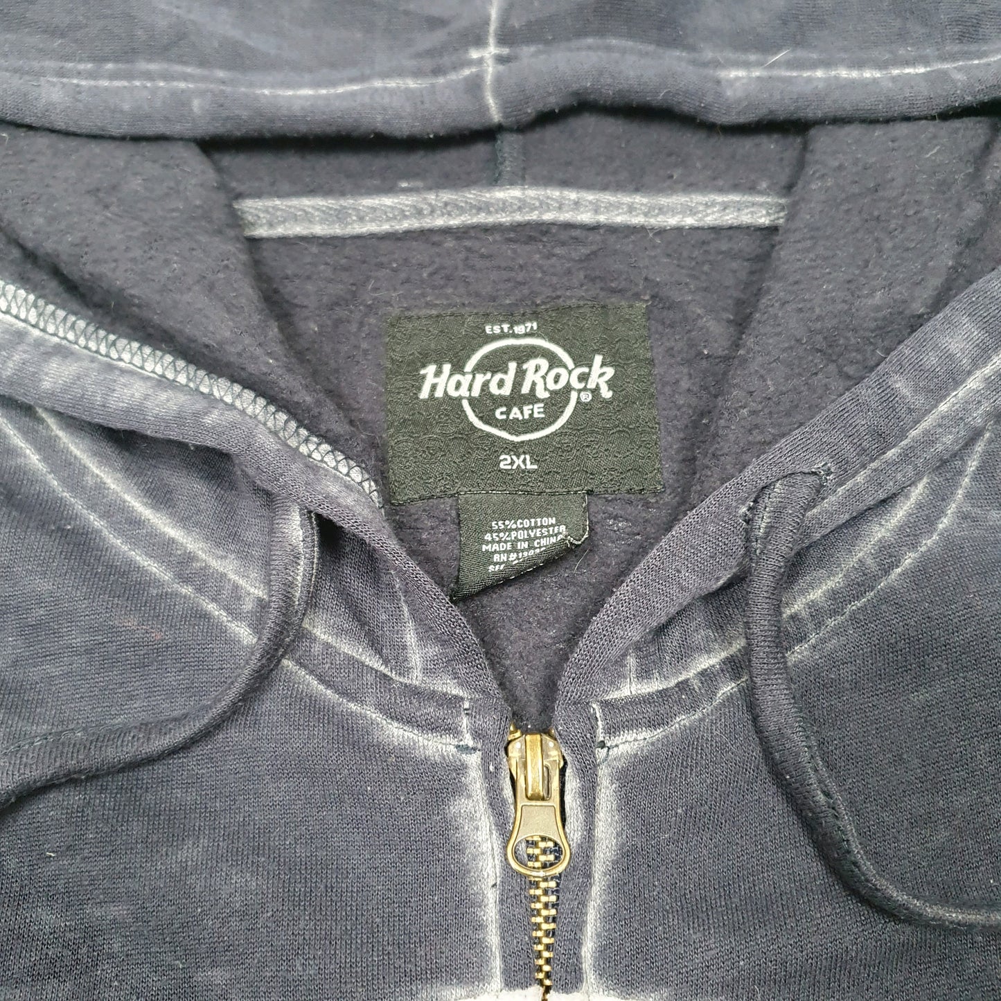 Mens Navy Hard Rock Cafe Hoodie Orlando Full Zip Jumper