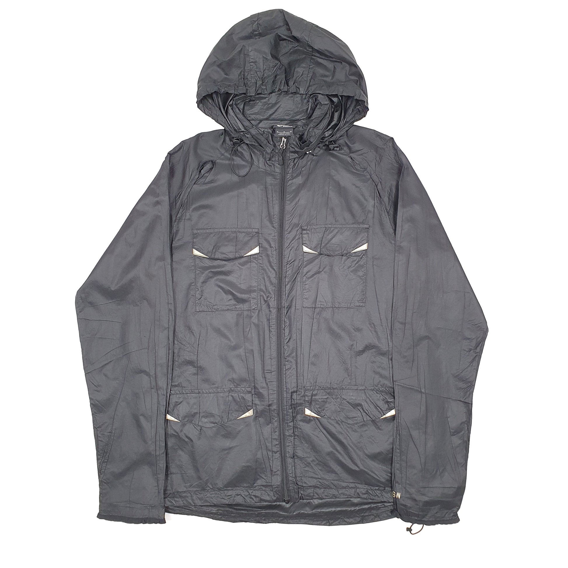 Mens Black Nike Super Lightweight Anorak Rain Coat Coat