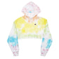 Womens White Champion Tie Dye Reverse Weave Cropped Hoodie Jumper