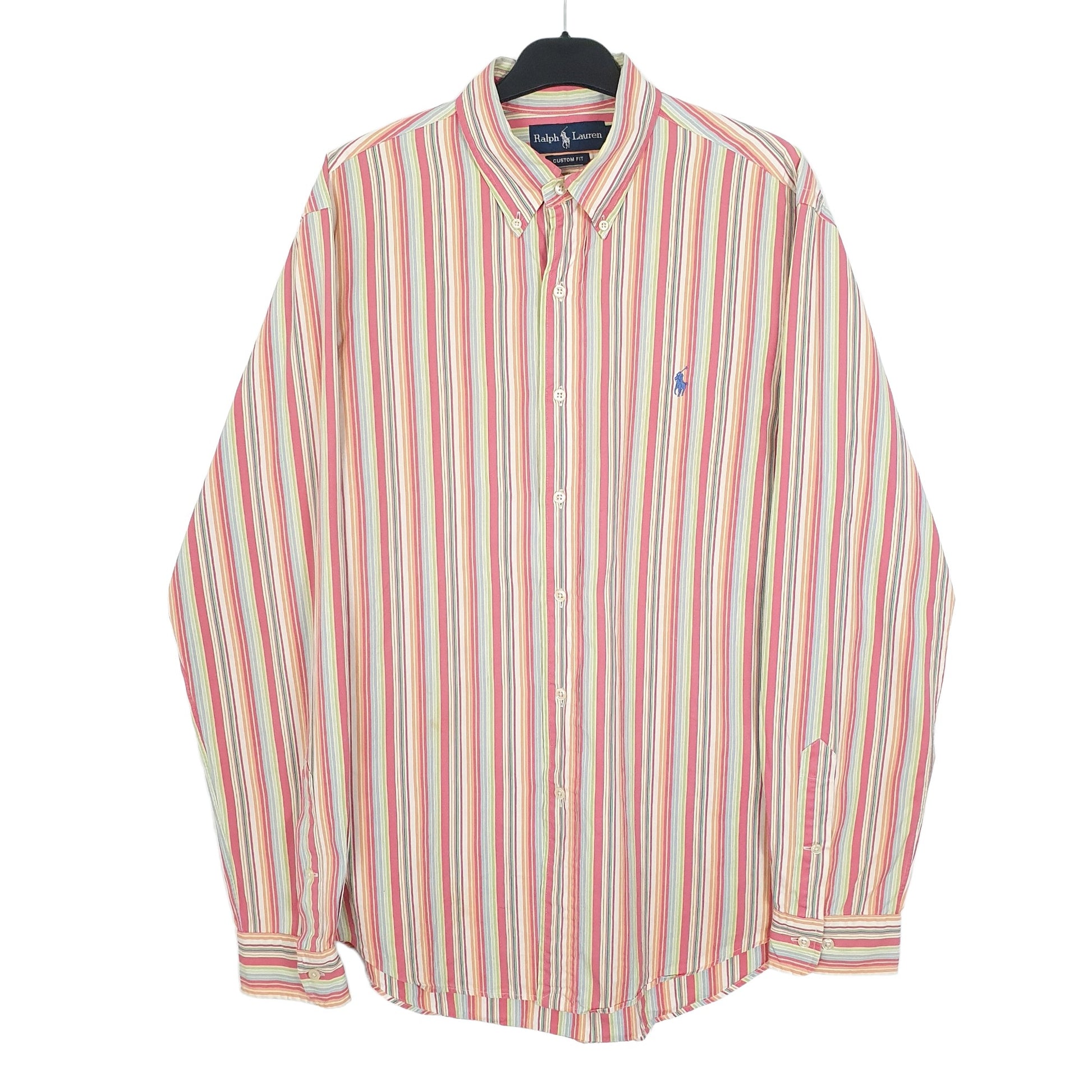 Ralph Lauren Long Sleeve Custom Fit Striped Shirt Pink