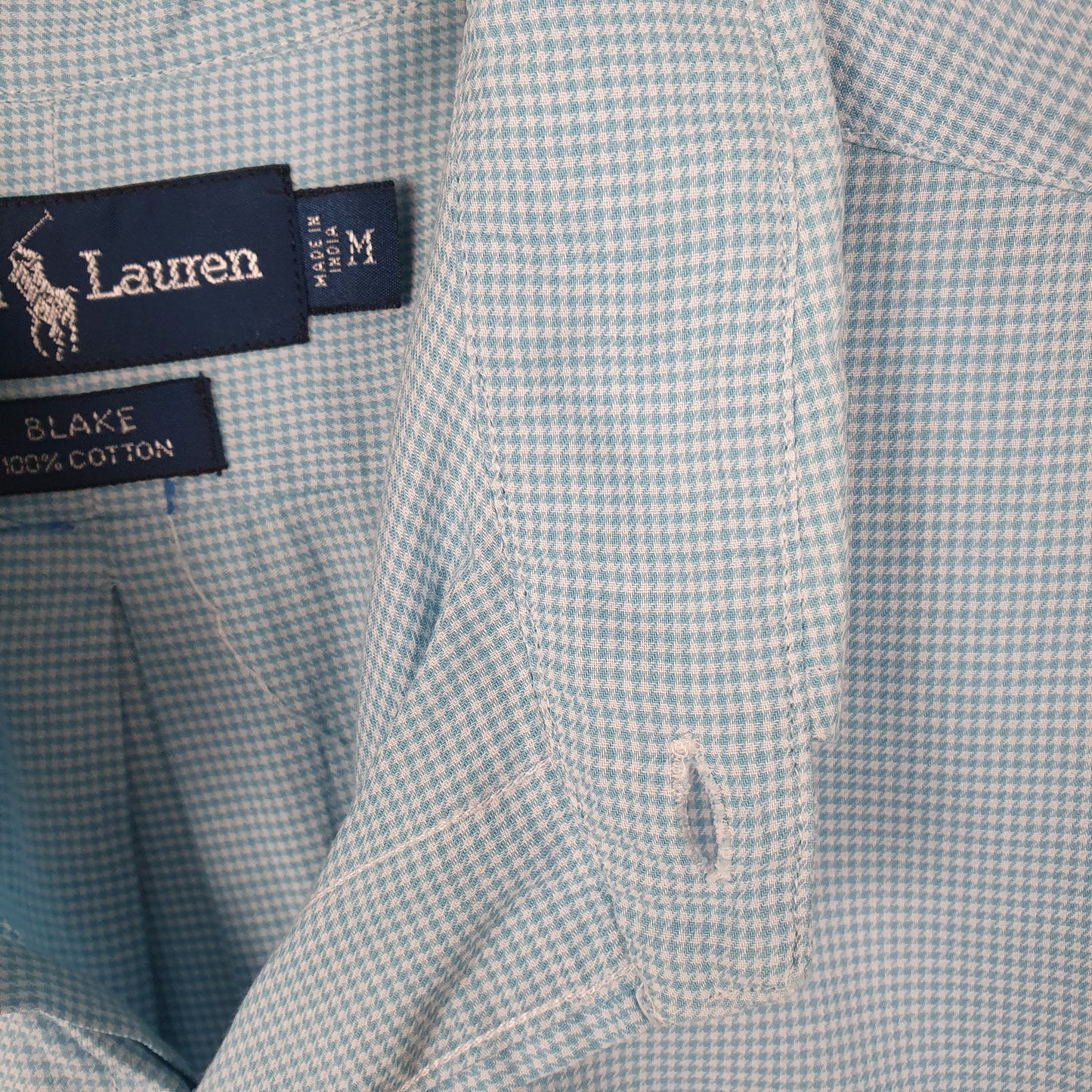 Mens Blue Ralph Lauren Houndstooth Long Sleeve Shirt