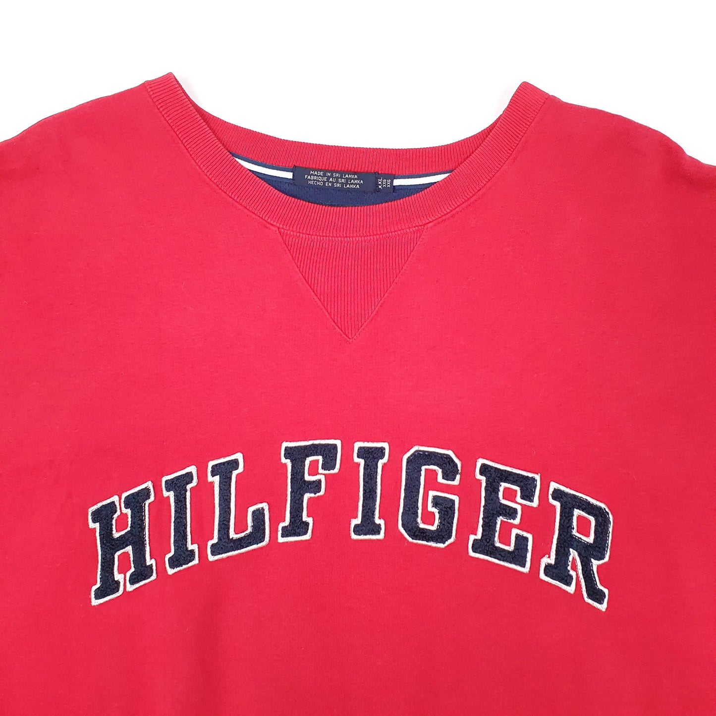 Mens Red Tommy Hilfiger Spellout Crewneck Jumper
