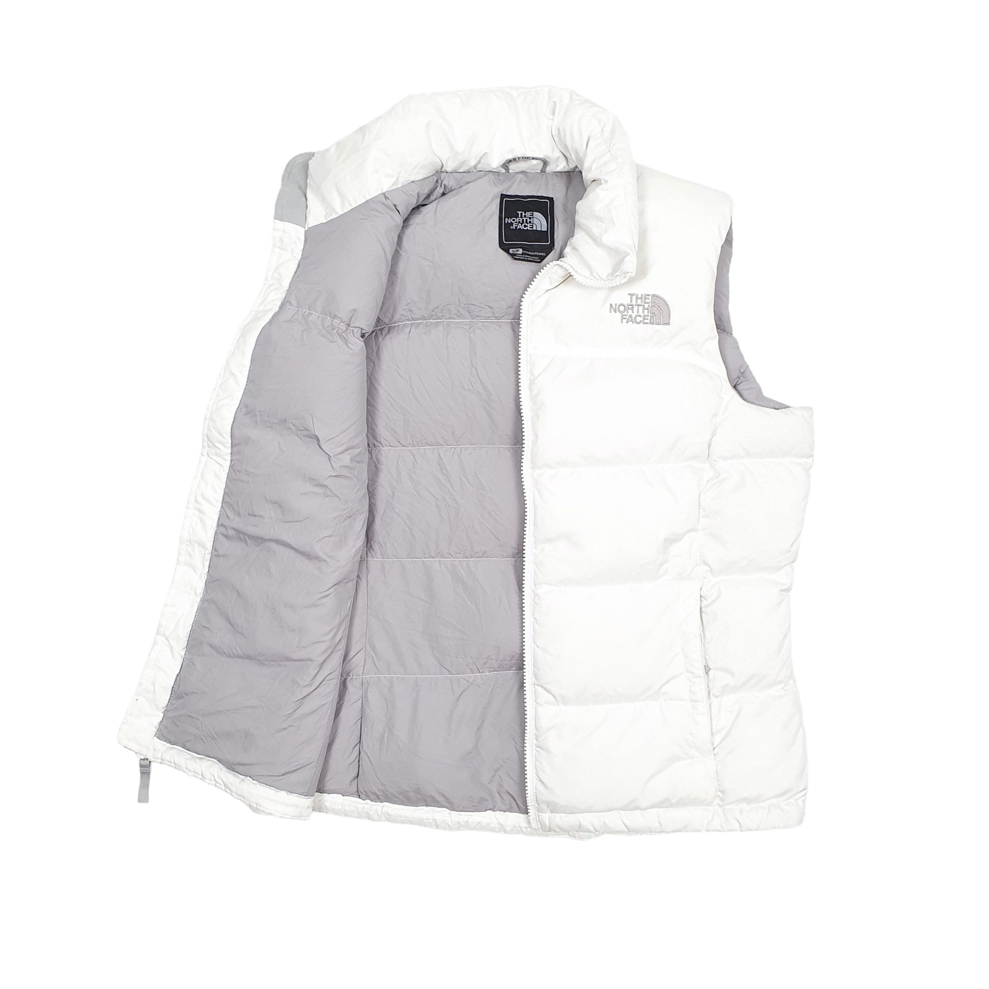 Womens White The North Face Gilet Vest Puffer Jacket Coat