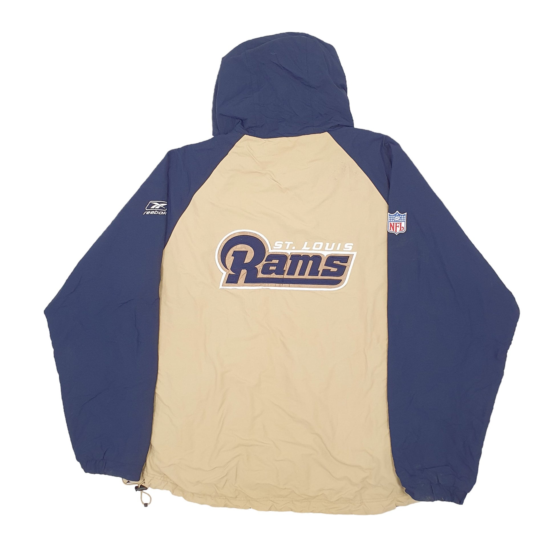 Mens Beige Reebok NFL St Louis Rams Reversible Fleece Jacket Coat