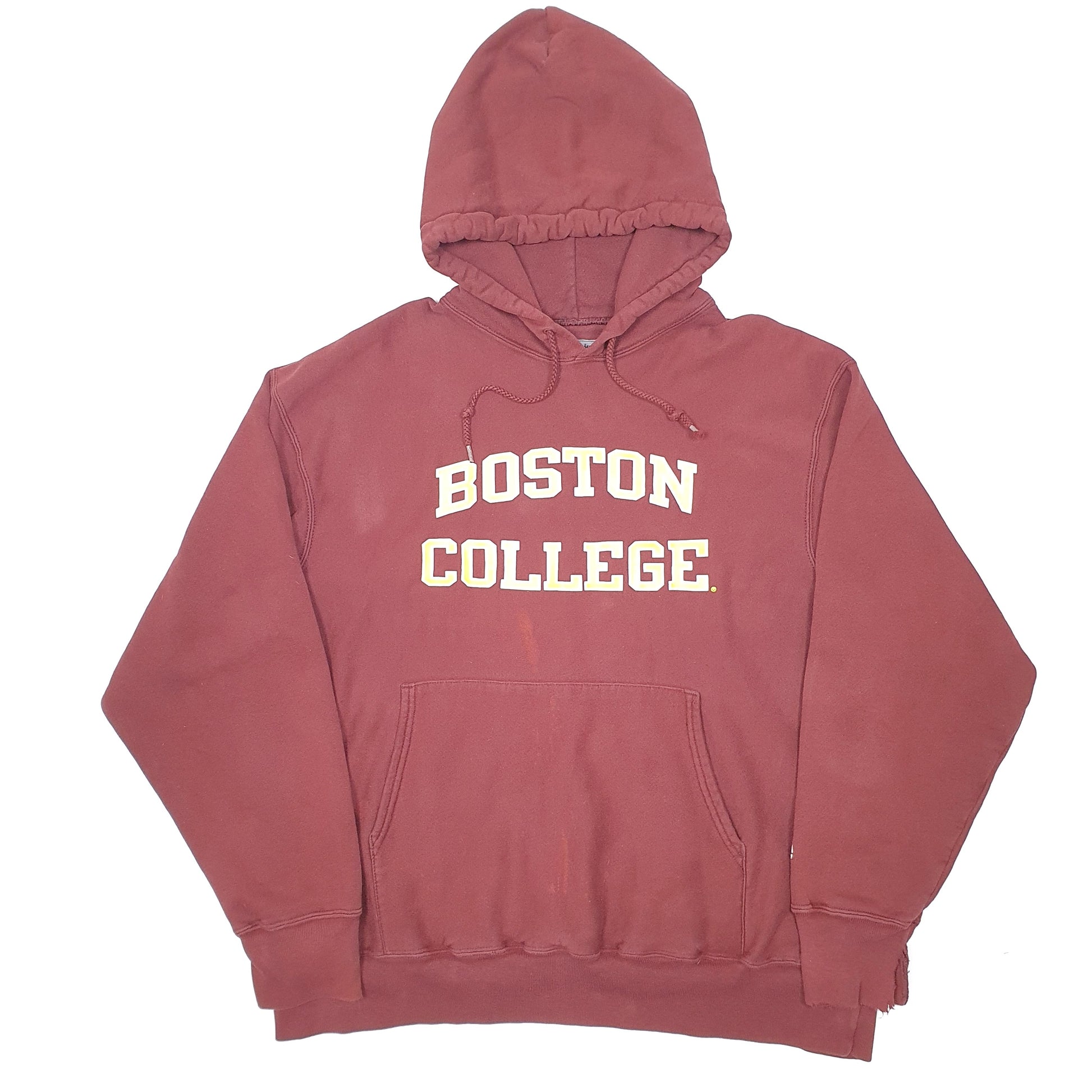 Mens Burgundy Champion Boston College Reverse Weave Hoodie Jumper