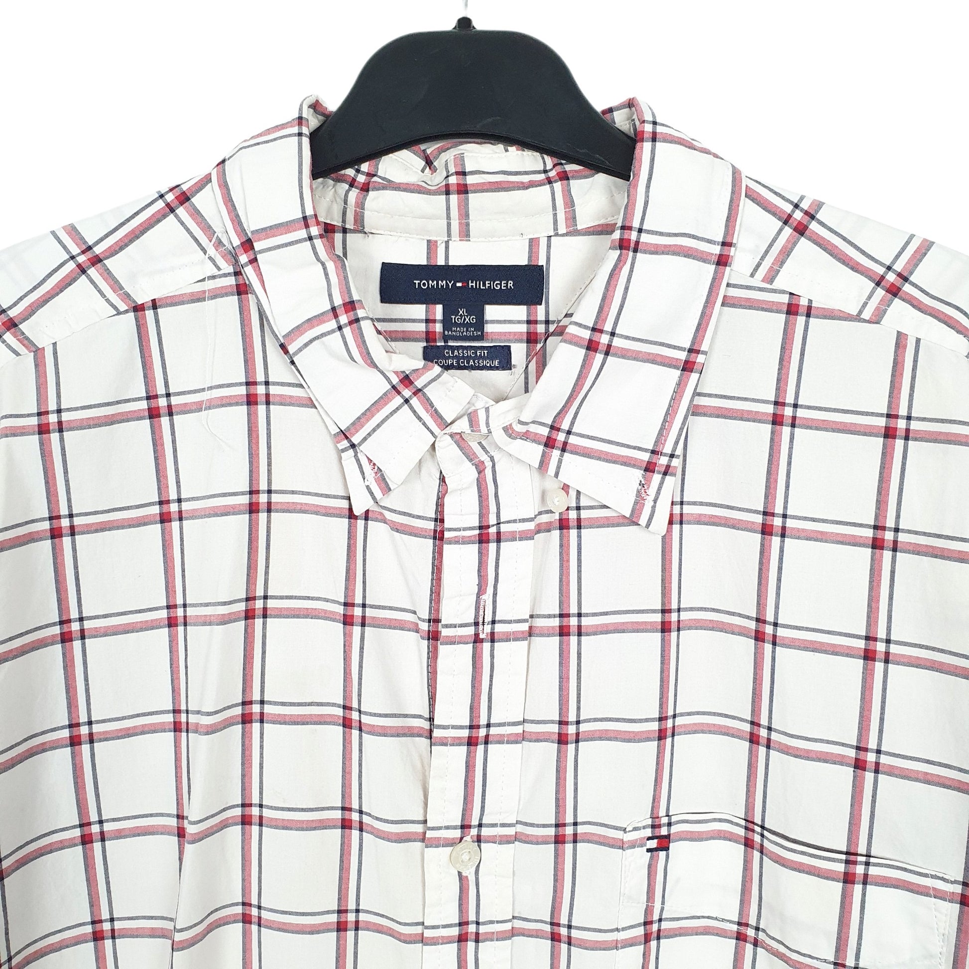 Tommy Hilfiger Short Sleeve Classic Fit Check Shirt Cream