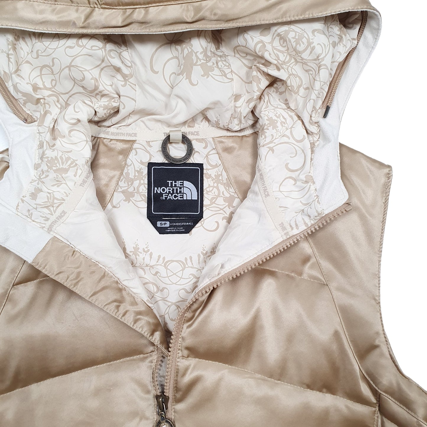 Womens Gold The North Face Hooded Puffer Jacket Coat