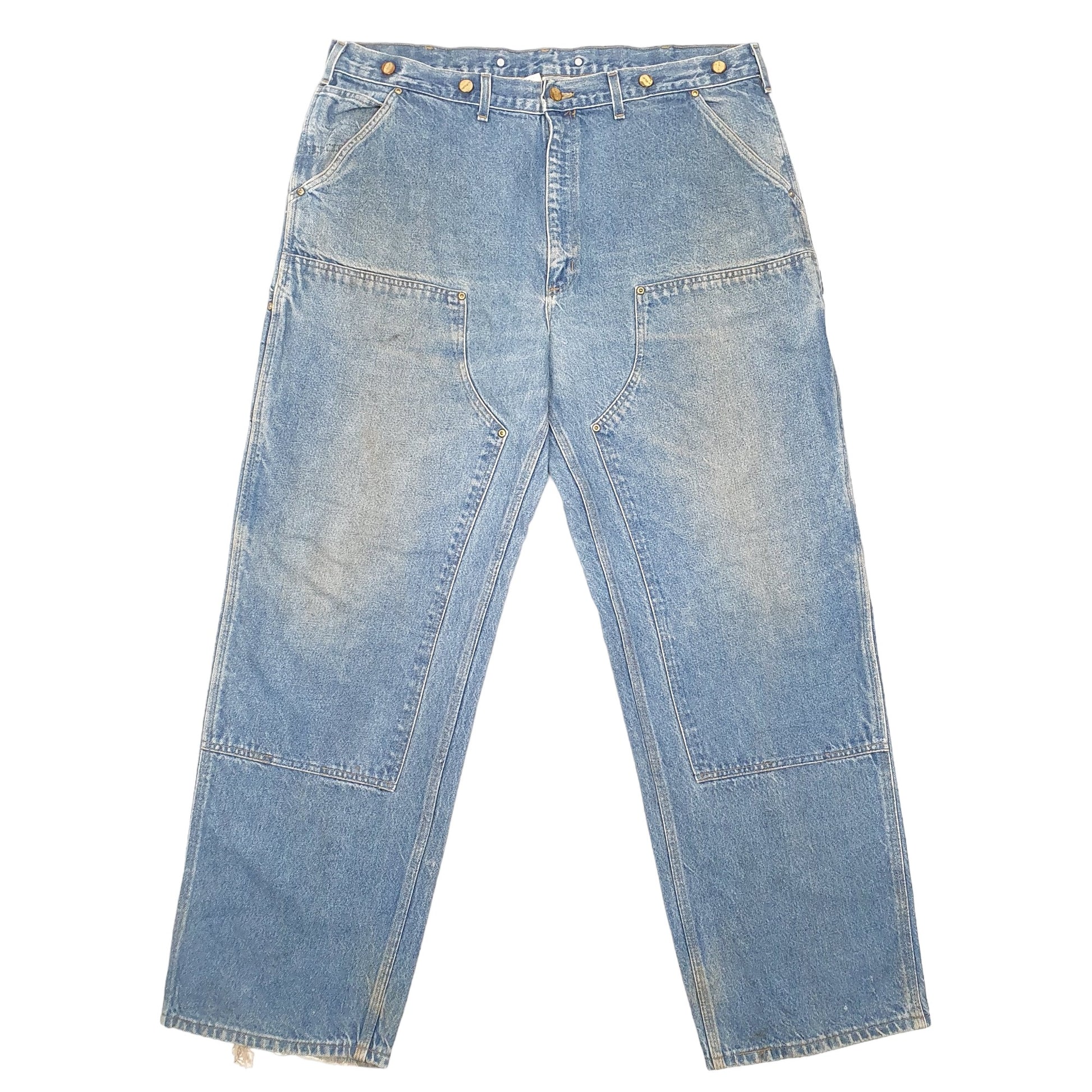 Mens Blue Carhartt Double Knee Vintage Made In USA Riveted Carpenter JeansW40 L32