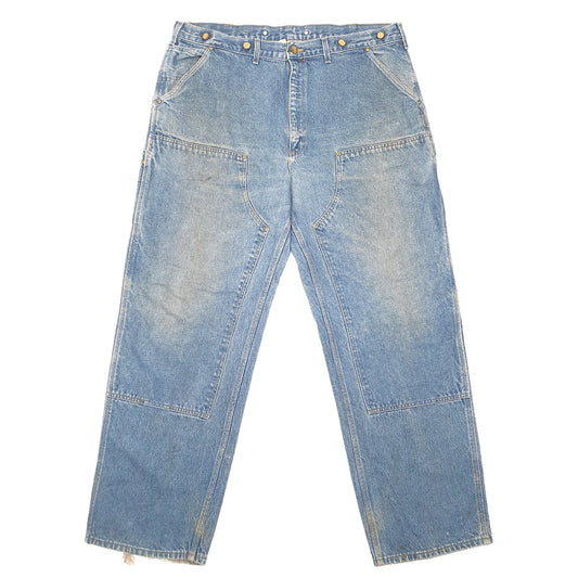 Mens Blue Carhartt Double Knee Vintage Made In USA Riveted Carpenter JeansW40 L32