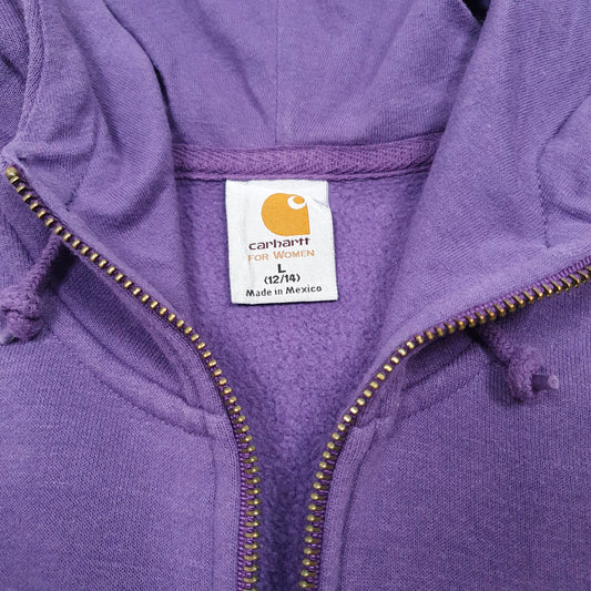 Womens Purple Carhartt Hoodie Quarter Zip Jumper